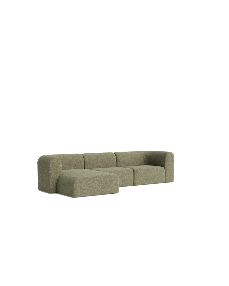 Berg 4 Seater LHF Chaise Sofa - Fleck Olive