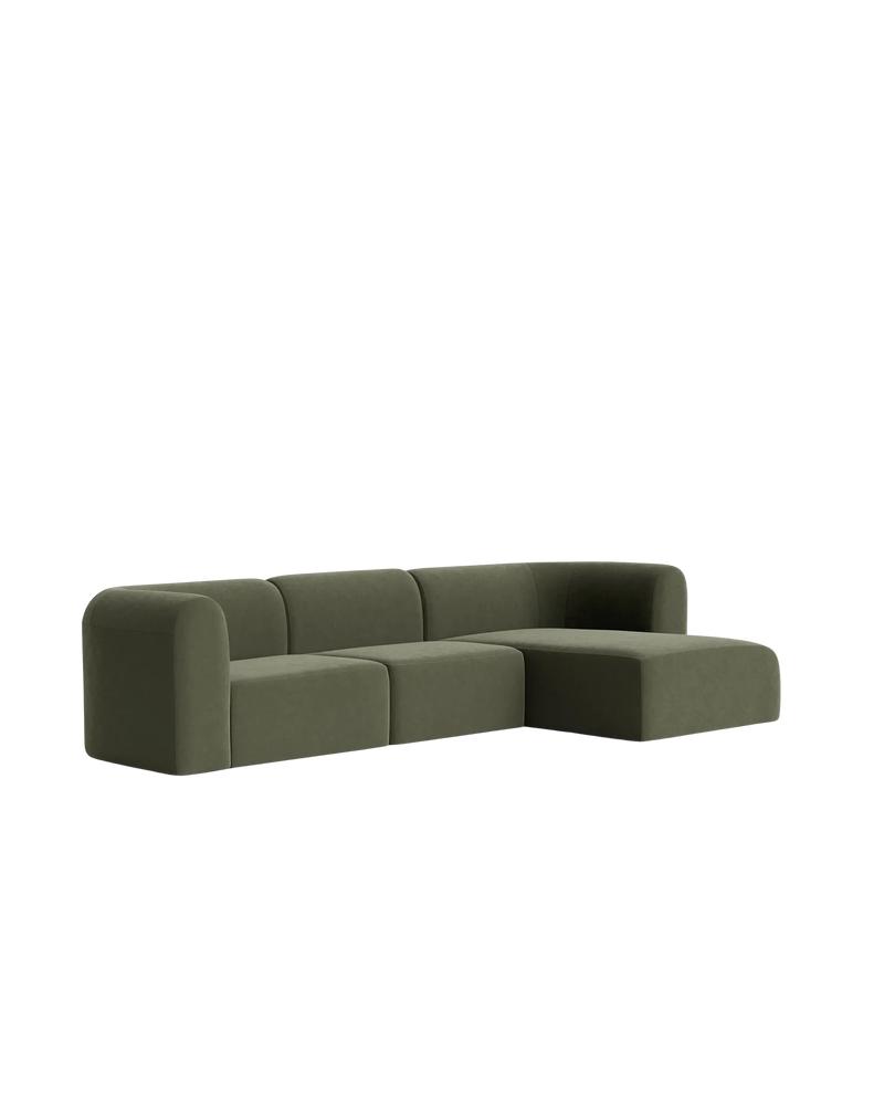 Berg 4 Seater RHF Chaise Sofa - Eden Leaf