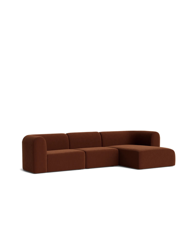 Berg 4 Seater RHF Chaise Sofa - Eden Brick