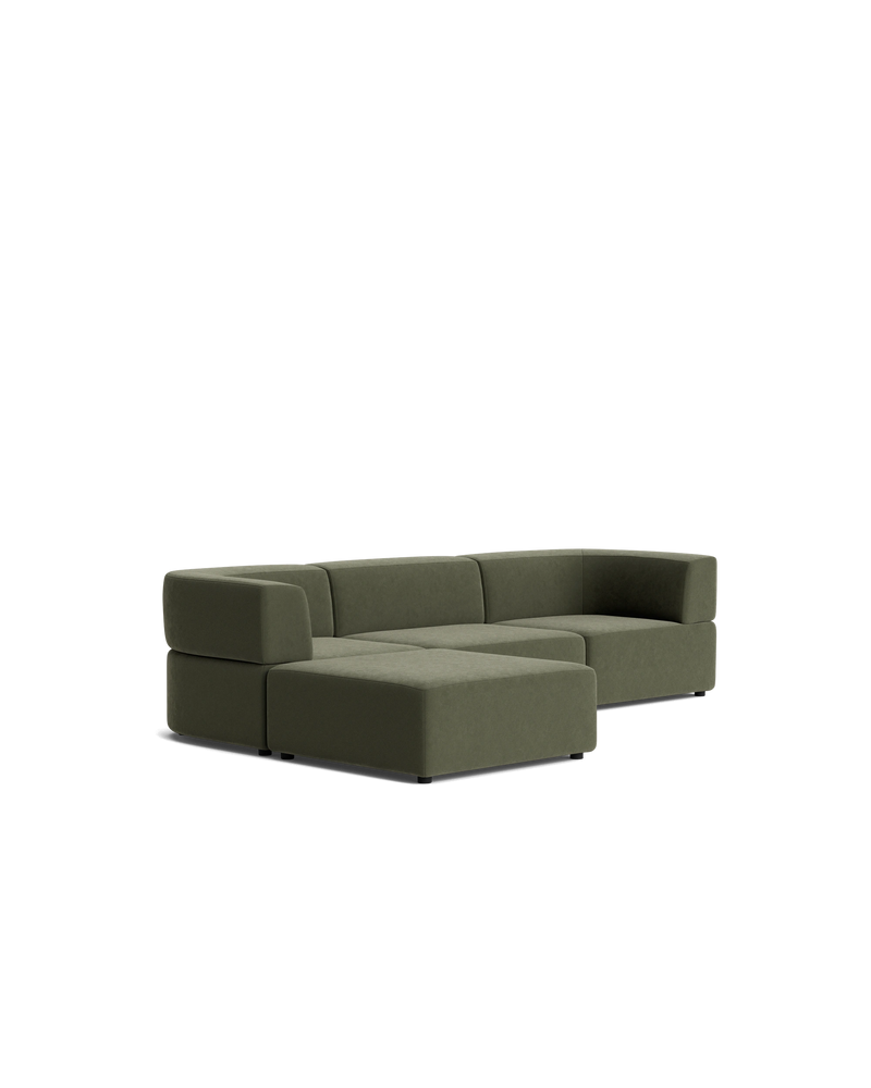 Stretch 4 Seater Chaise Sofa - Eden Leaf