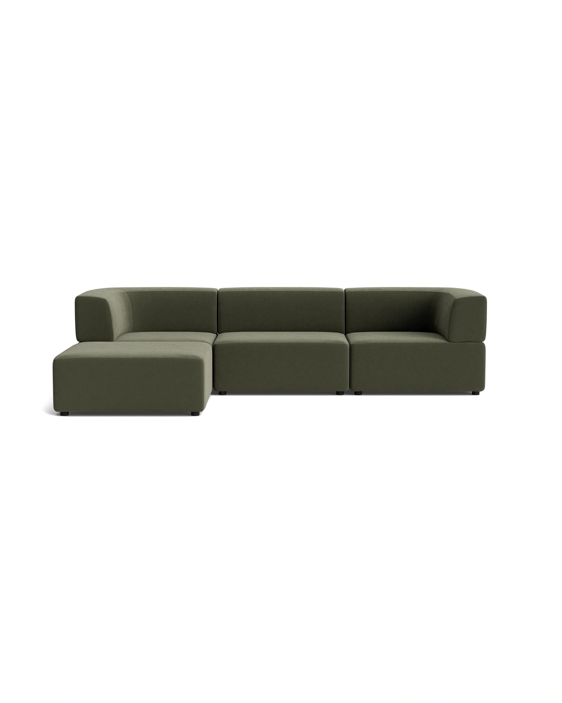 Stretch 4 Seater Chaise Sofa - Eden Leaf