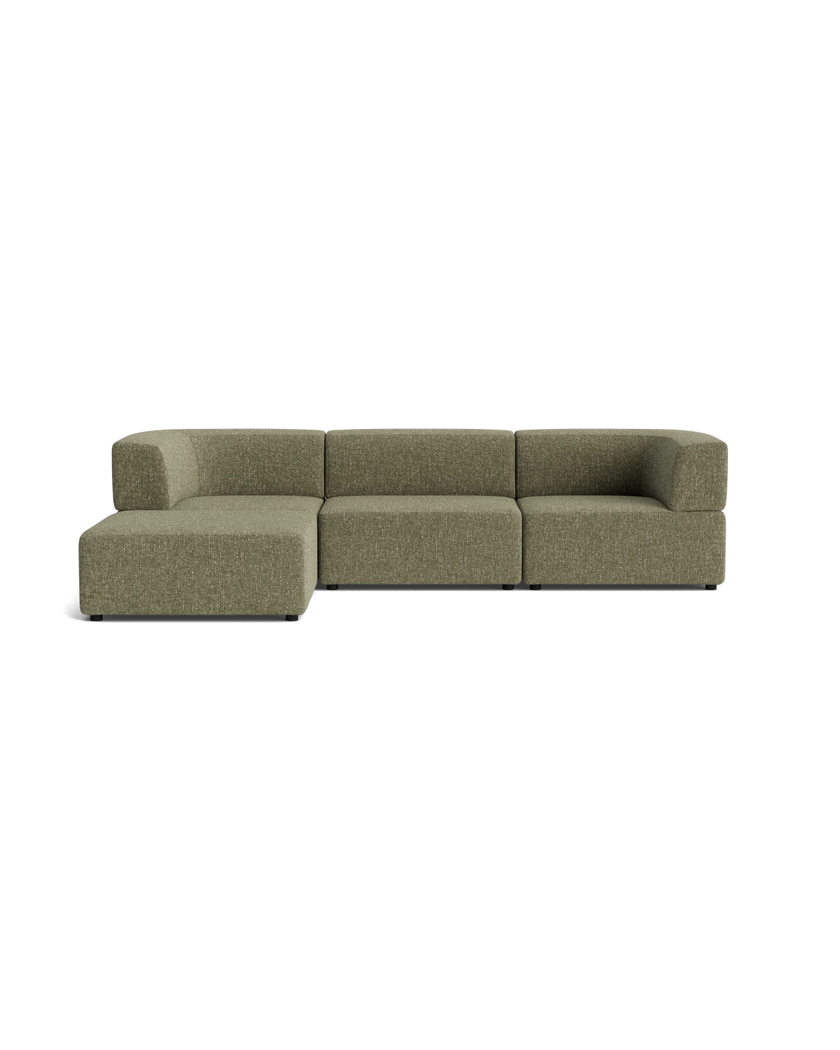 Stretch 4 Seater Chaise Sofa - Fleck Olive
