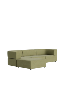 Stretch 4 Seater Chaise Sofa - Fossil Eucalyptus