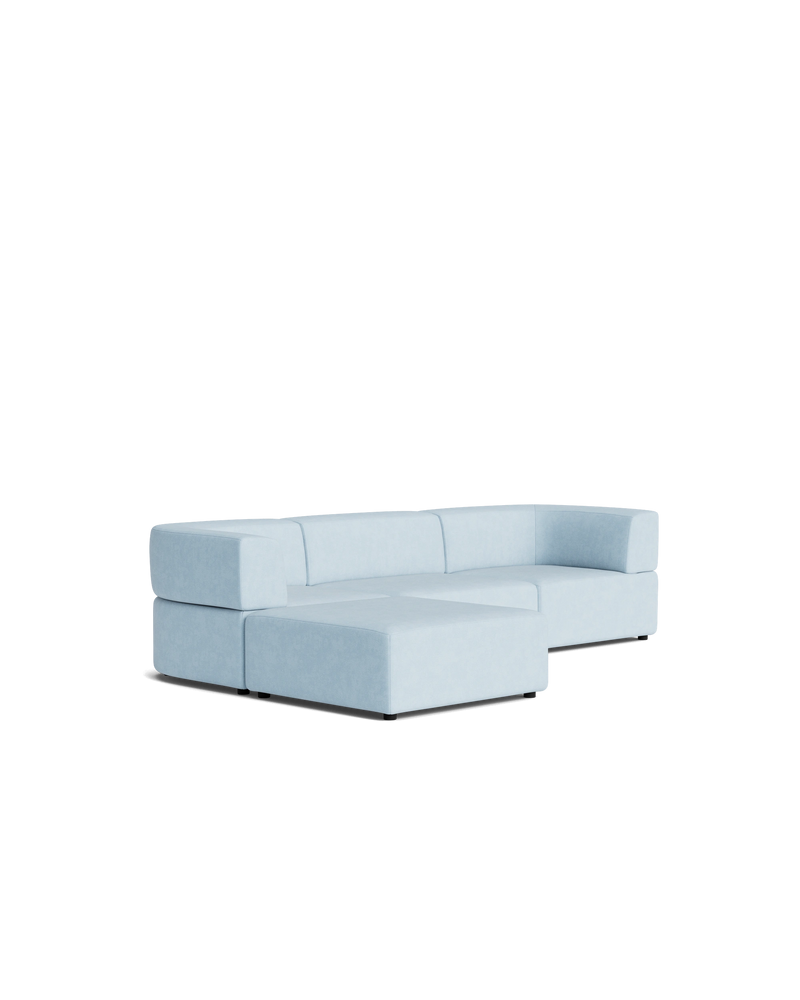 Stretch 4 Seater Chaise Sofa - Fossil Powder Blue