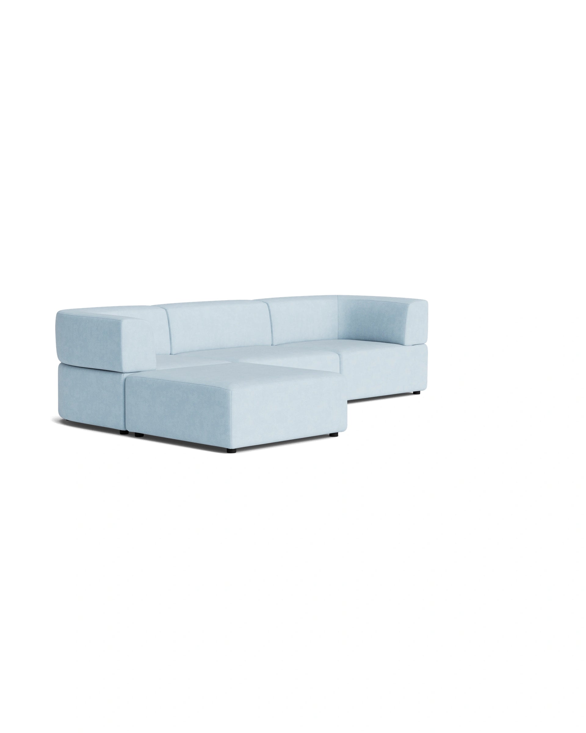Stretch 4 Seater Chaise Sofa - Fossil Powder Blue