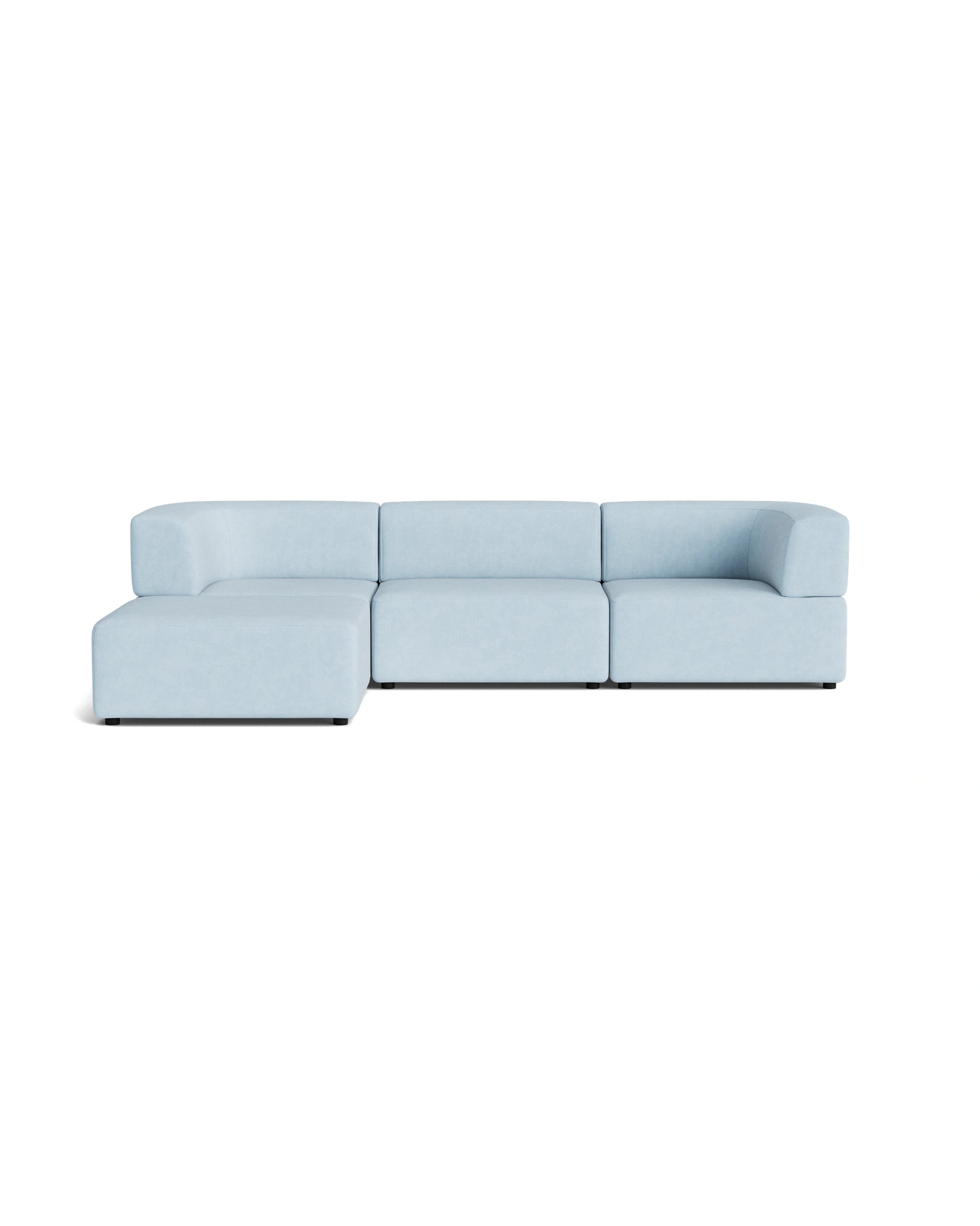 Stretch 4 Seater Chaise Sofa - Fossil Powder Blue