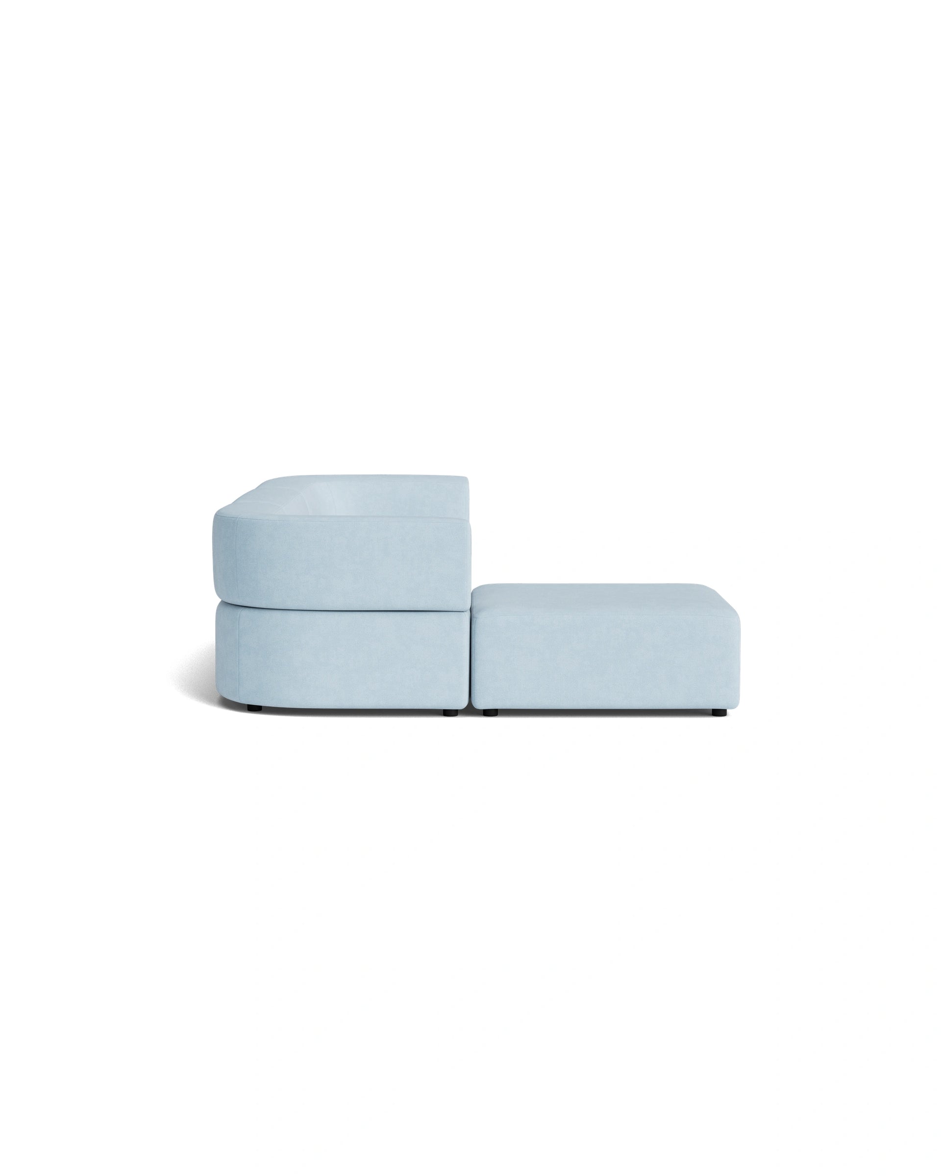Stretch 4 Seater Chaise Sofa - Fossil Powder Blue