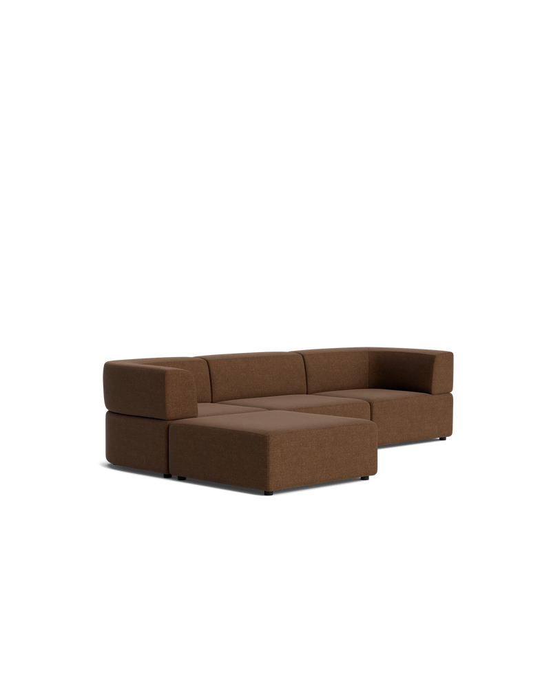 Stretch 4 Seater Chaise Sofa - Fossil Chocolate