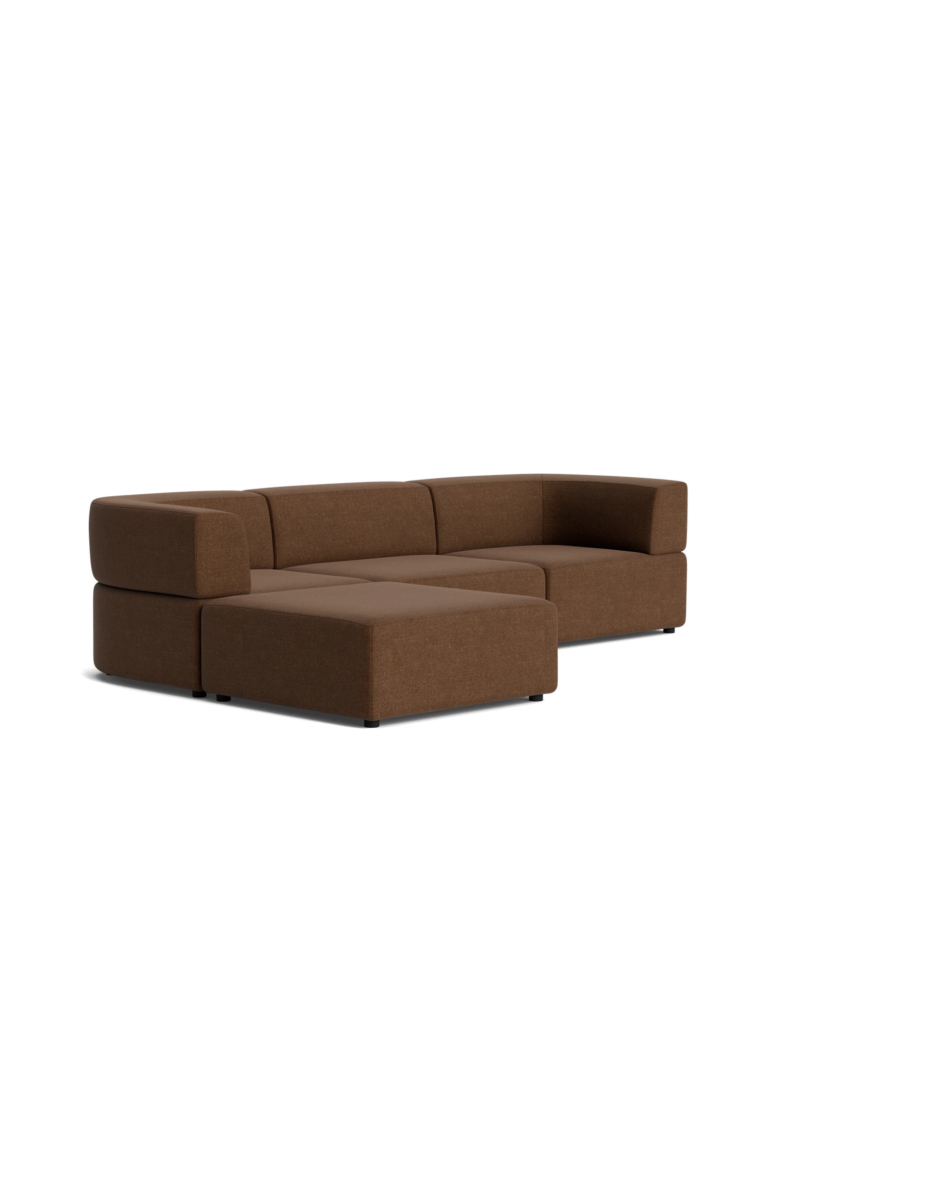 Stretch 4 Seater Chaise Sofa - Fossil Chocolate