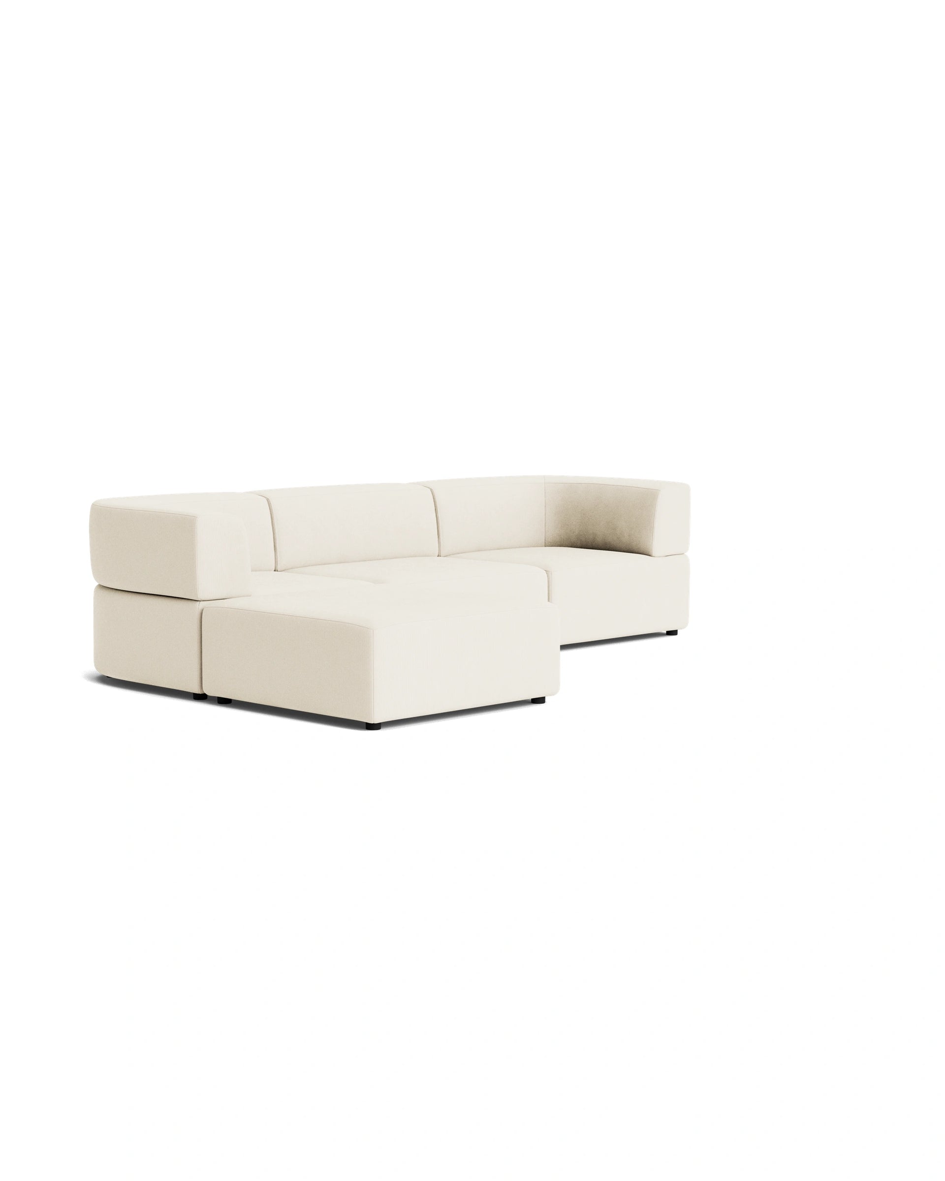 Stretch 4 Seater Chaise Sofa - Corduroy Off White