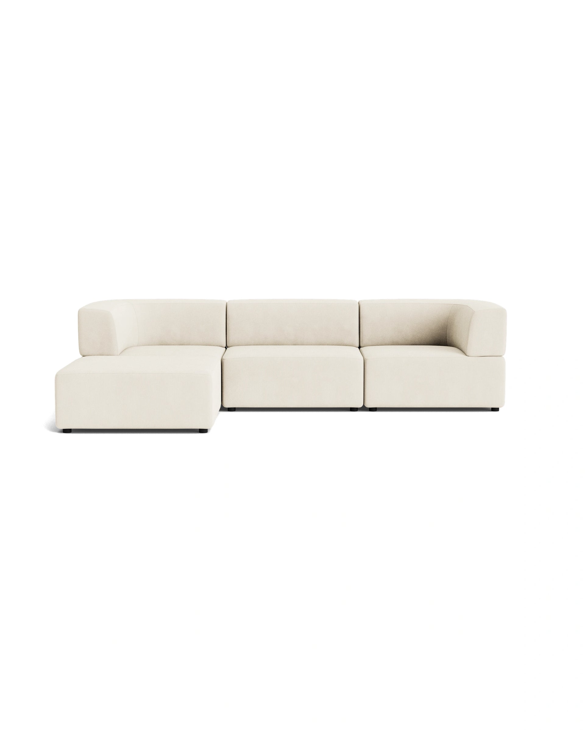 Stretch 4 Seater Chaise Sofa - Corduroy Off White