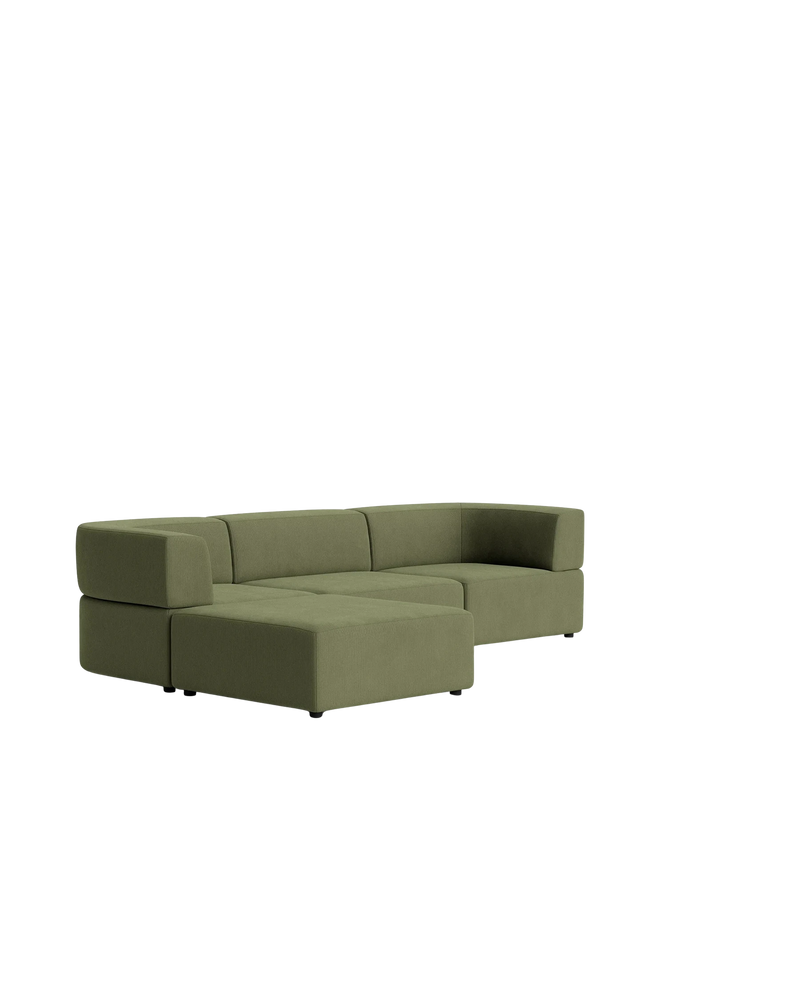 Stretch 4 Seater Chaise Sofa - Corduroy Forest