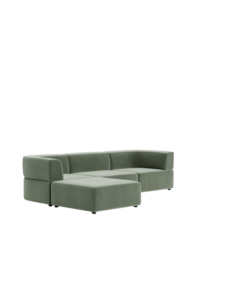 Stretch 4 Seater Chaise Sofa - Opal Ocean