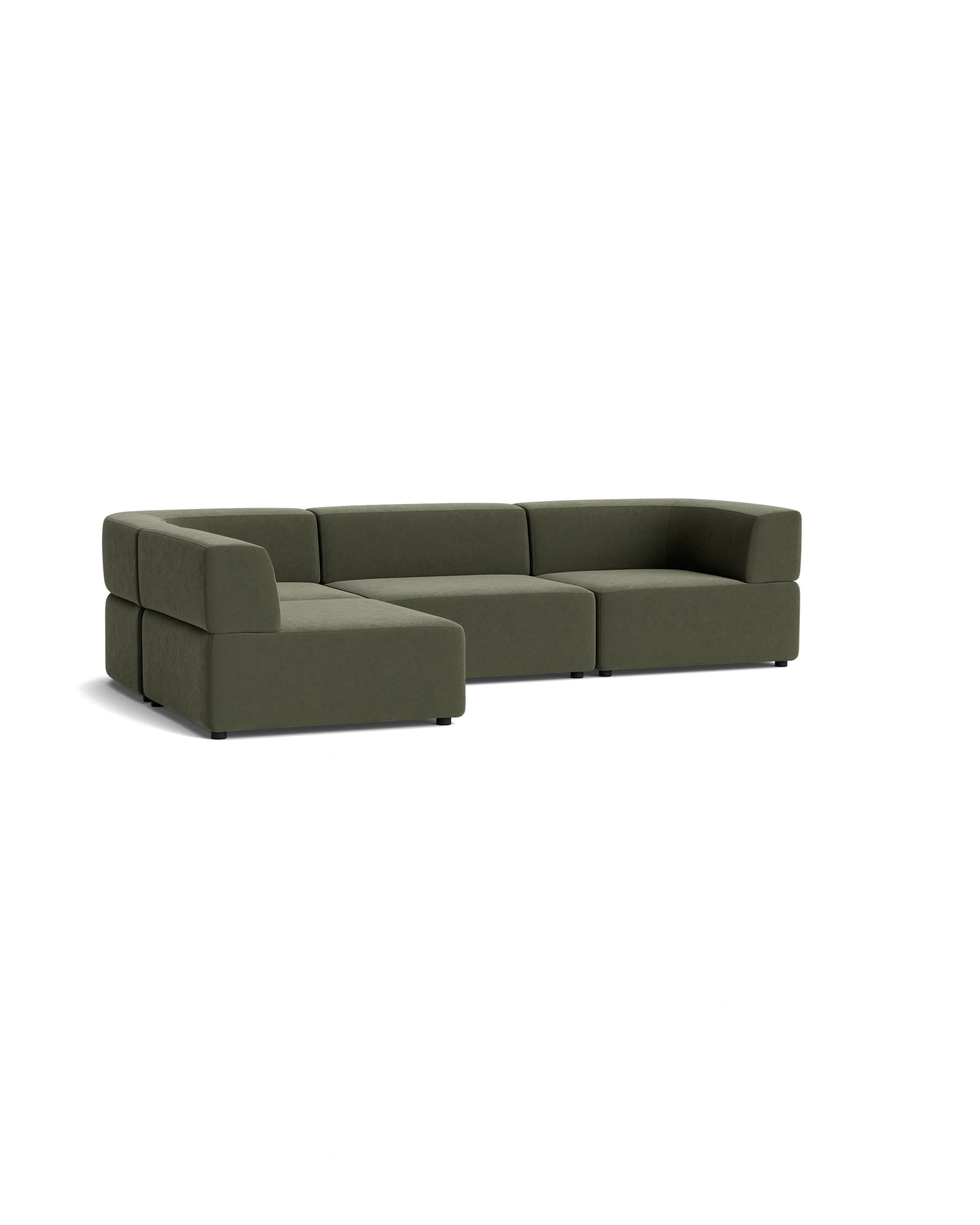 Stretch 4 Seater Open Chaise Sofa - Eden Leaf