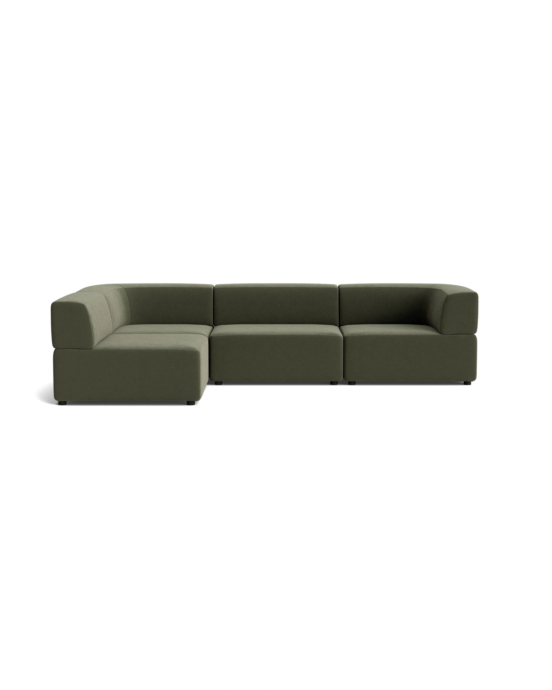 Stretch 4 Seater Open Chaise Sofa - Eden Leaf