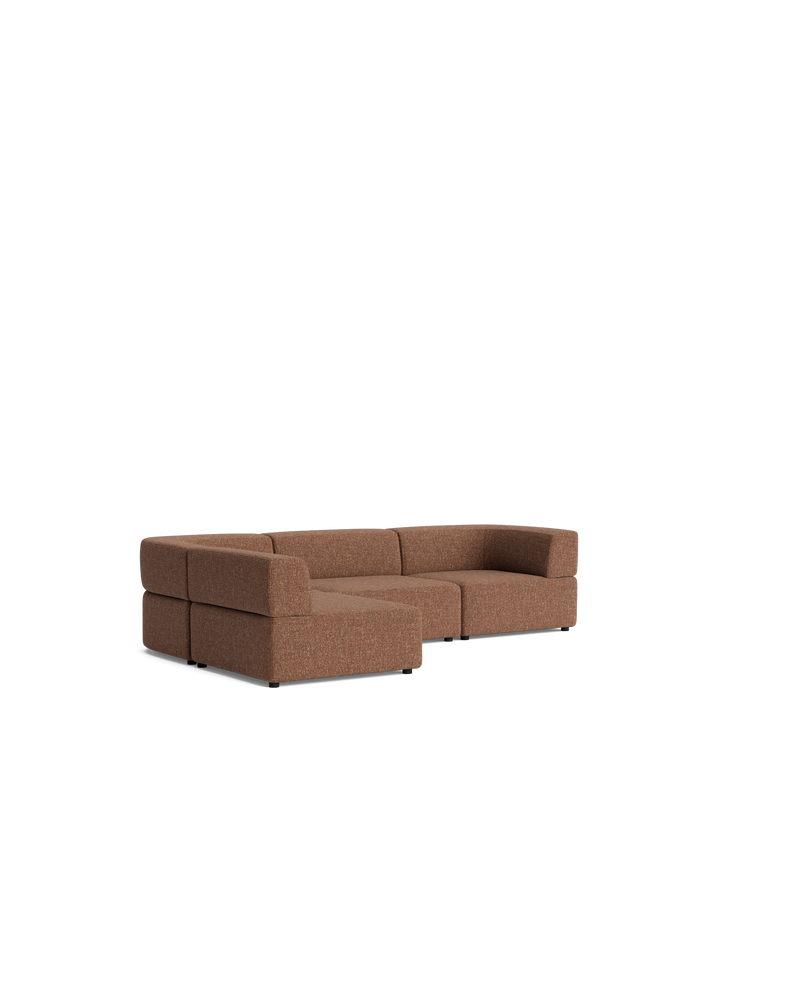Stretch 4 Seater Open Chaise Sofa - Fleck Rust