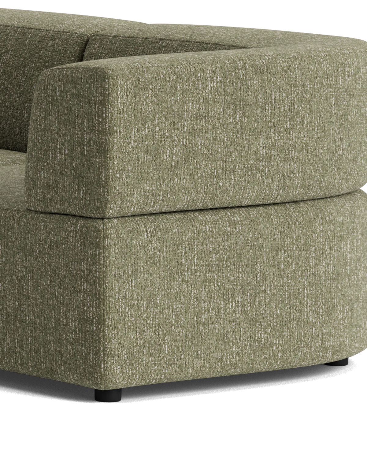 Stretch 4 Seater Open Chaise Sofa - Fleck Olive