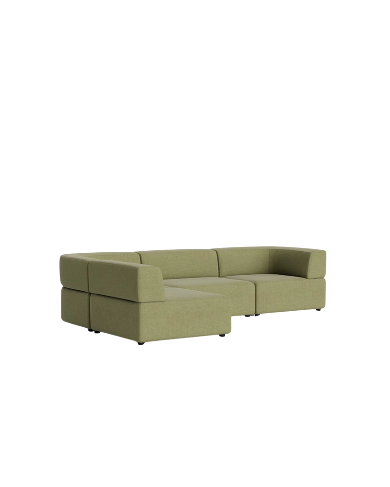 Stretch 4 Seater Open Chaise Sofa - Fossil Eucalyptus