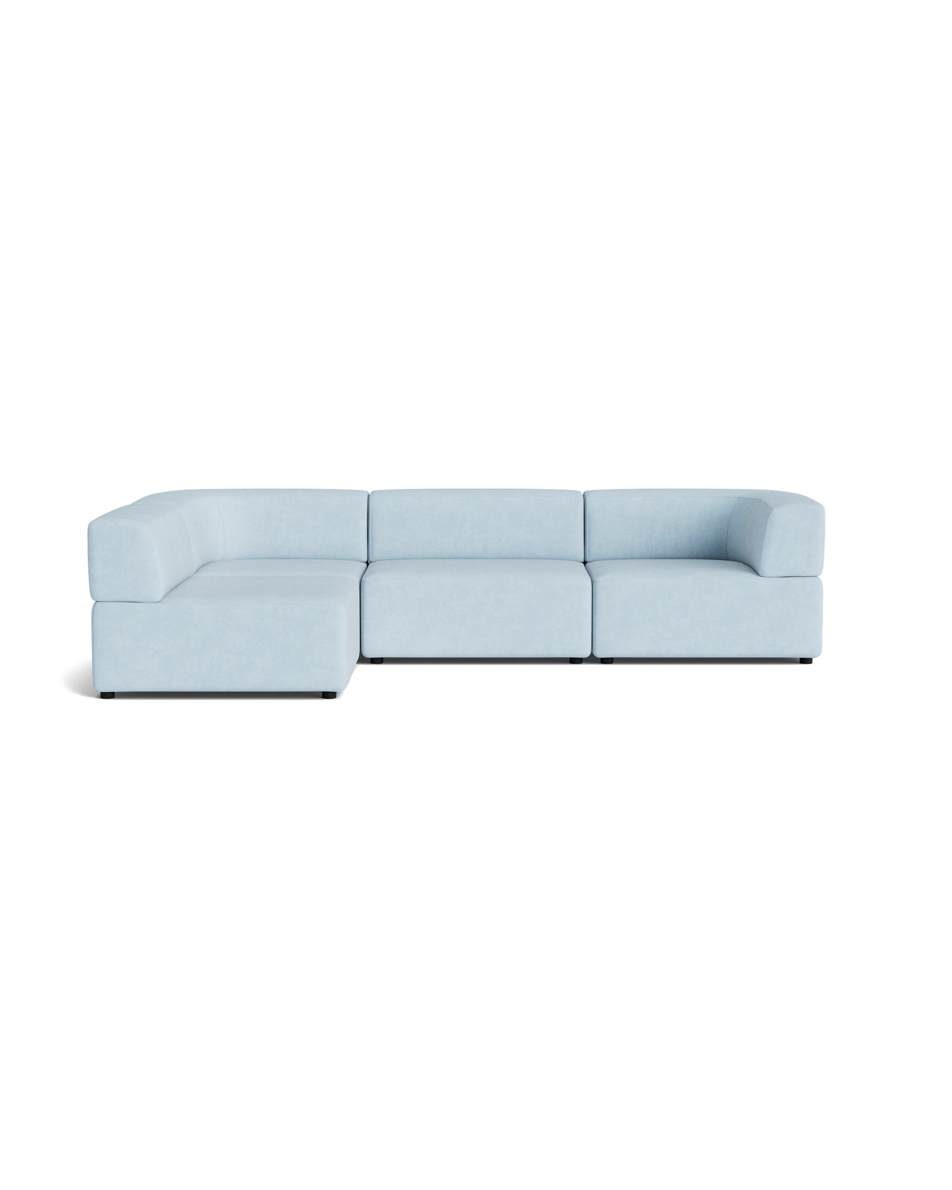 Stretch 4 Seater Open Chaise Sofa - Fossil Powder Blue
