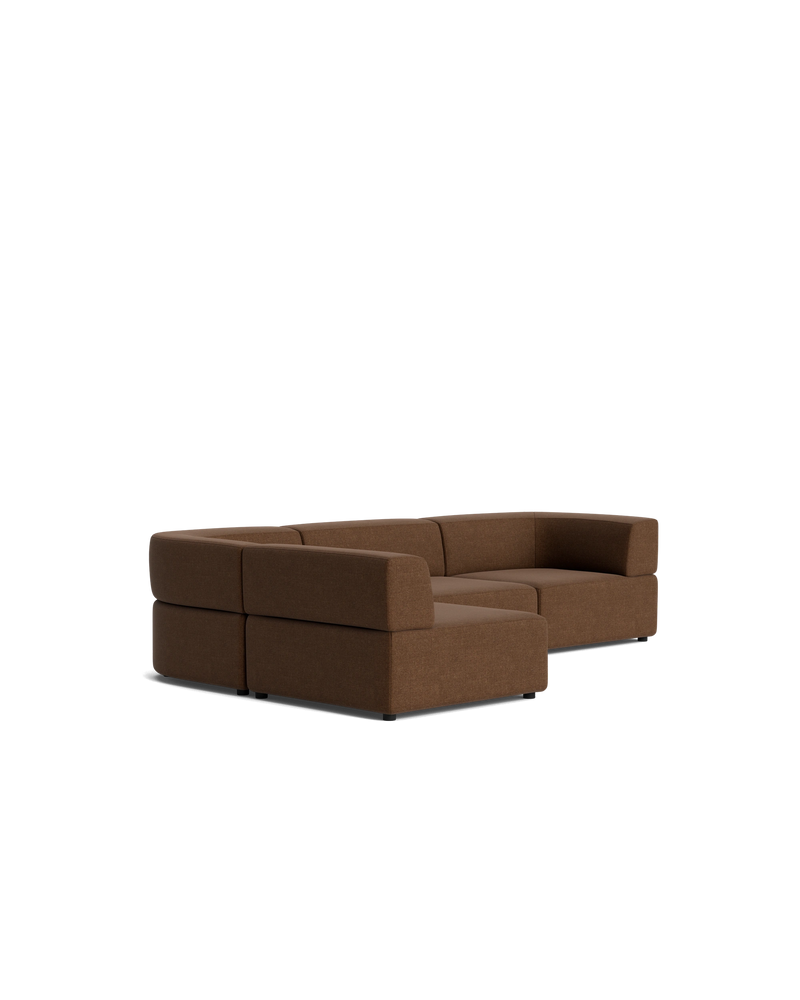 Stretch 4 Seater Open Chaise Sofa - Fossil Chocolate