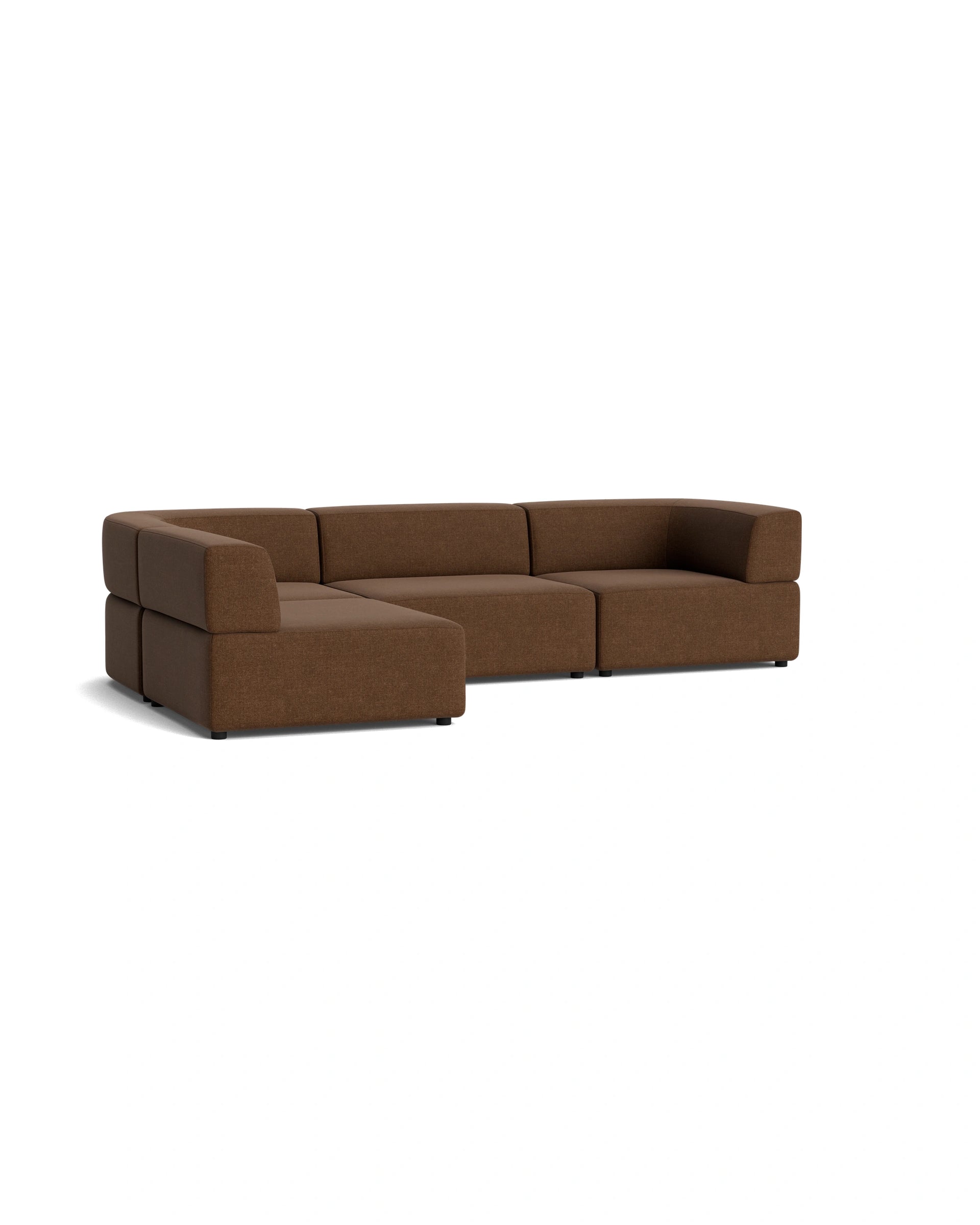 Stretch 4 Seater Open Chaise Sofa - Fossil Chocolate