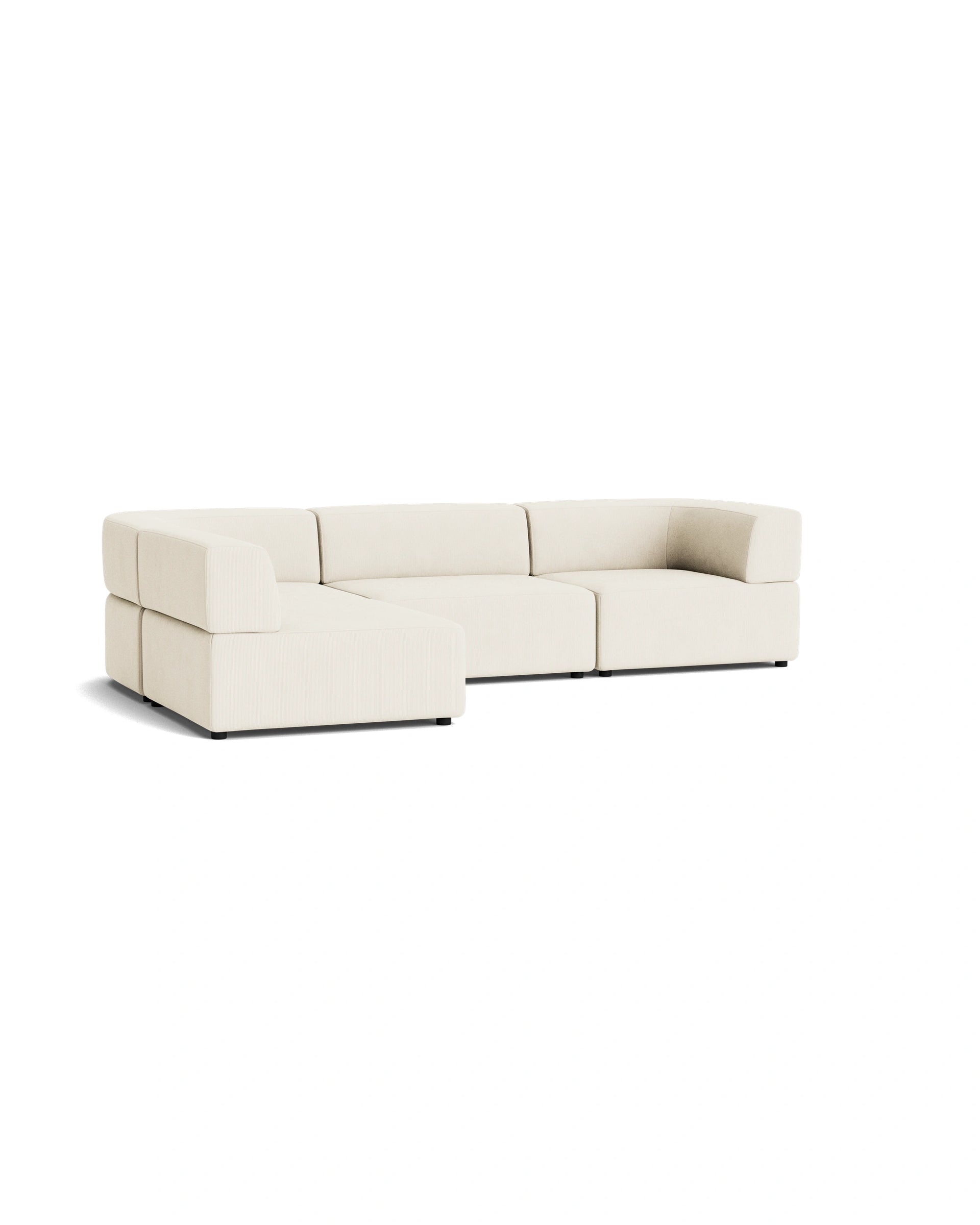 Stretch 4 Seater Open Chaise Sofa - Corduroy Off White