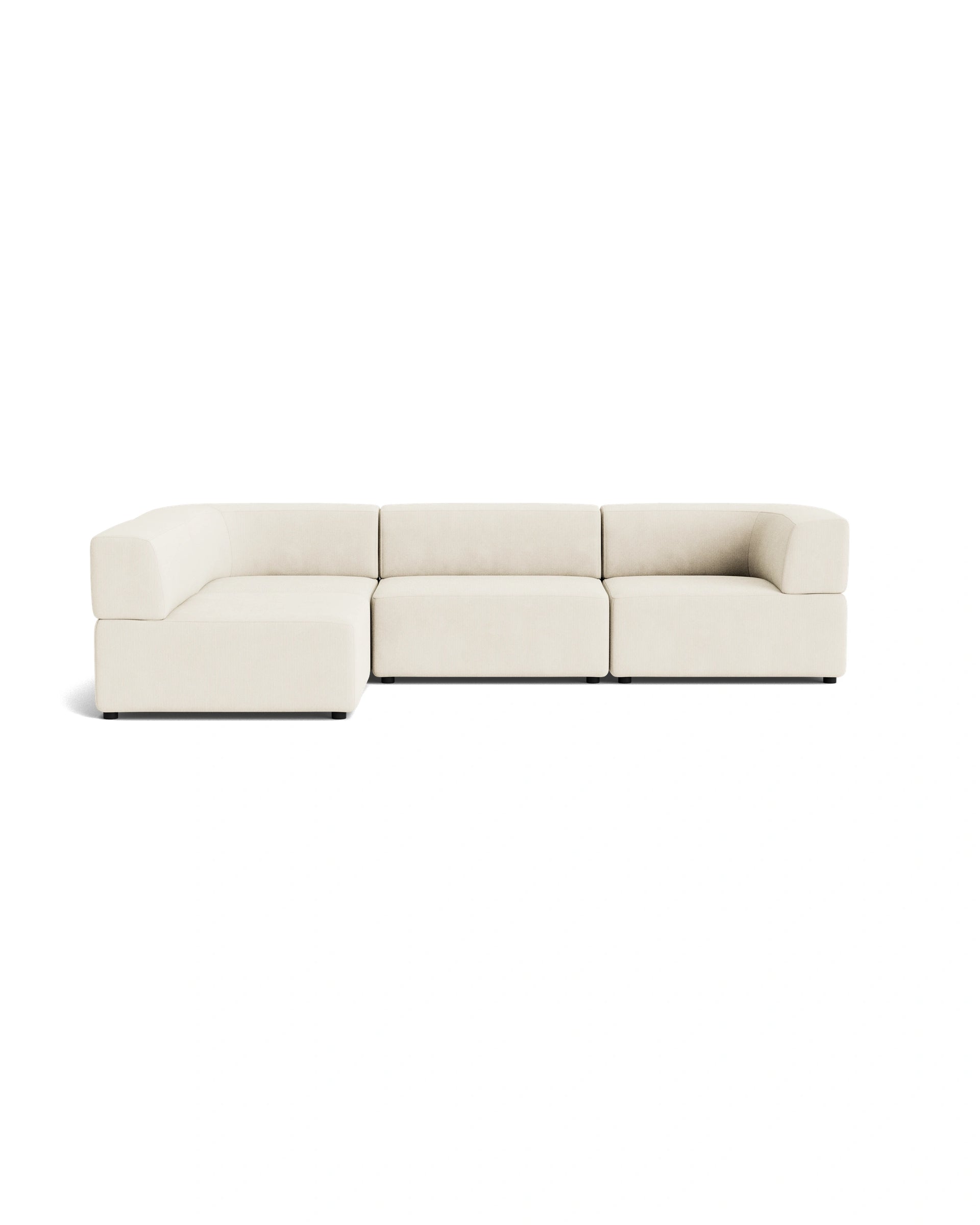 Stretch 4 Seater Open Chaise Sofa - Corduroy Off White