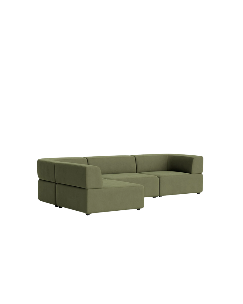 Stretch 4 Seater Open Chaise Sofa - Corduroy Forest