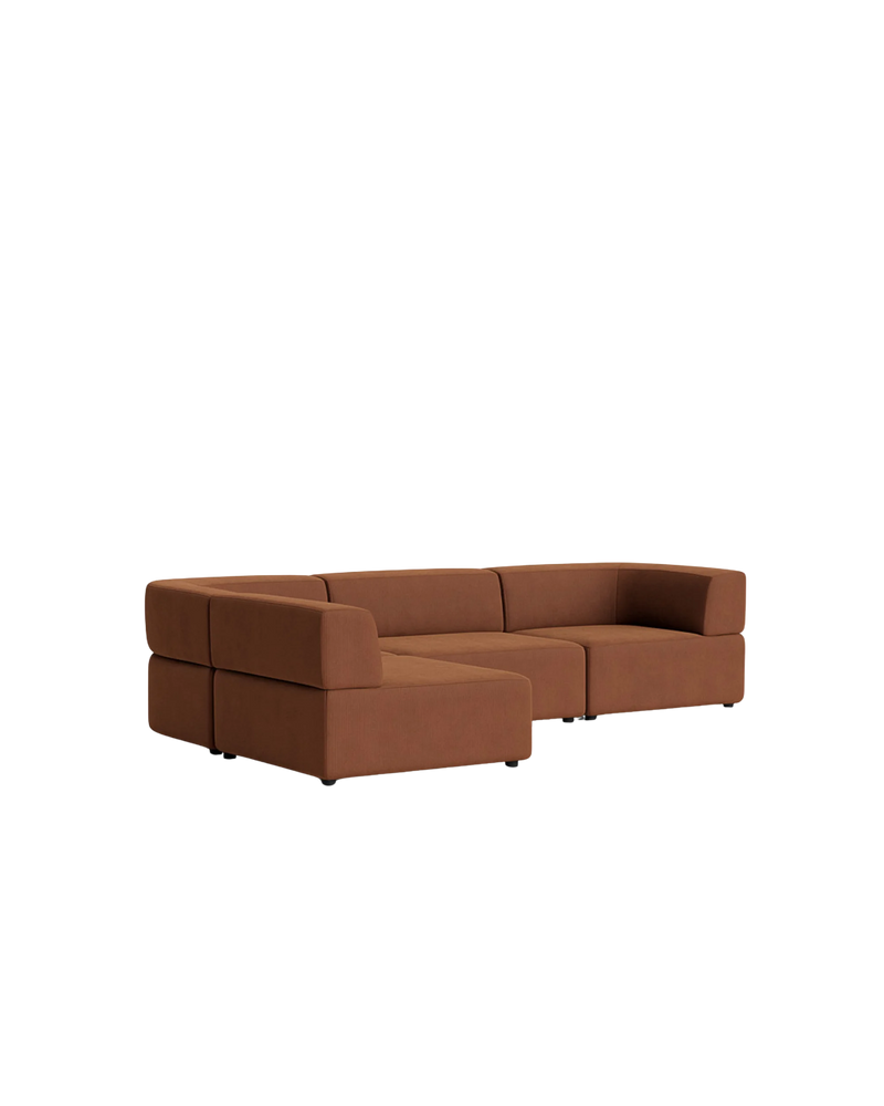 Stretch 4 Seater Open Chaise Sofa - Corduroy Cocoa