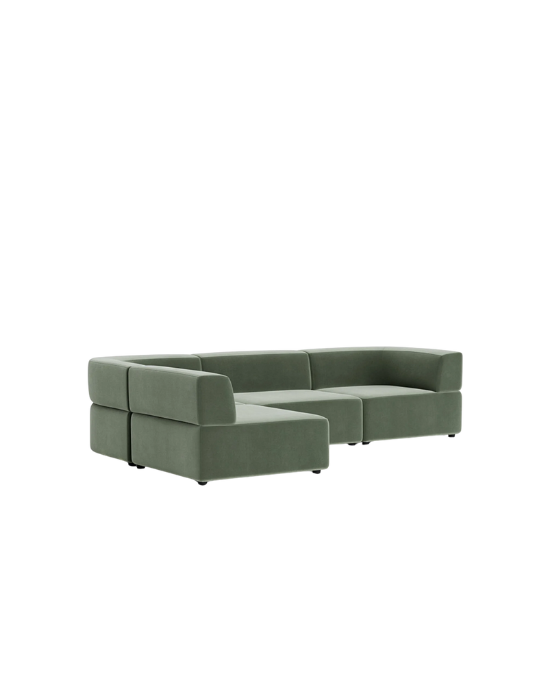 Stretch 4 Seater Open Chaise Sofa - Opal Ocean