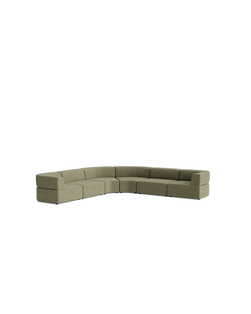 Stretch Large Angled Corner Sofa - Fleck Olive