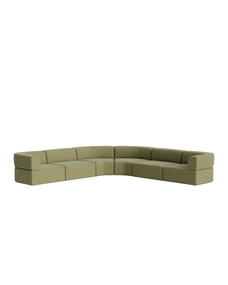 Stretch Large Angled Corner Sofa - Fossil Eucalyptus