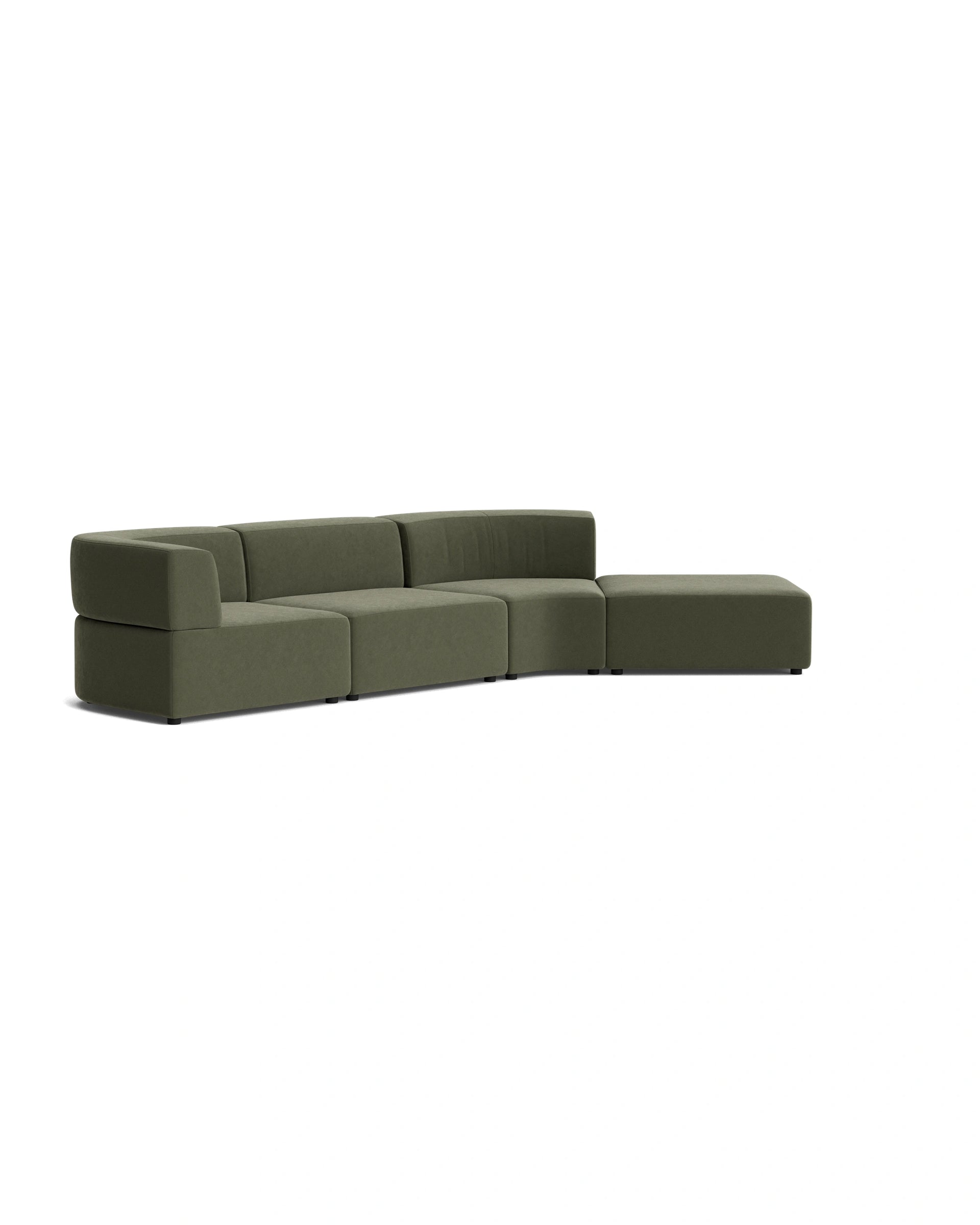 Stretch Open Angled Sofa - Eden Leaf