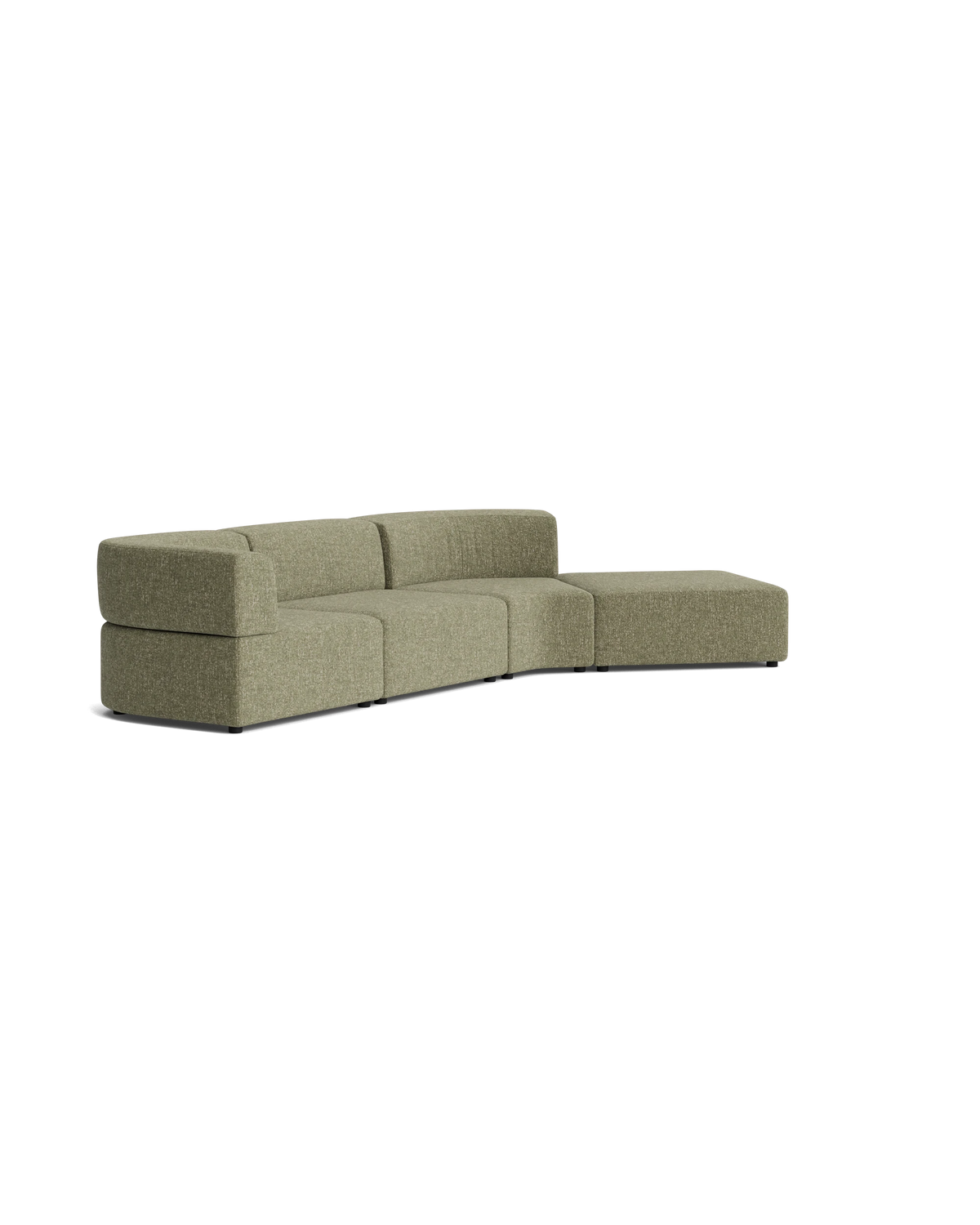 Stretch Open Angled Sofa - Fleck Olive