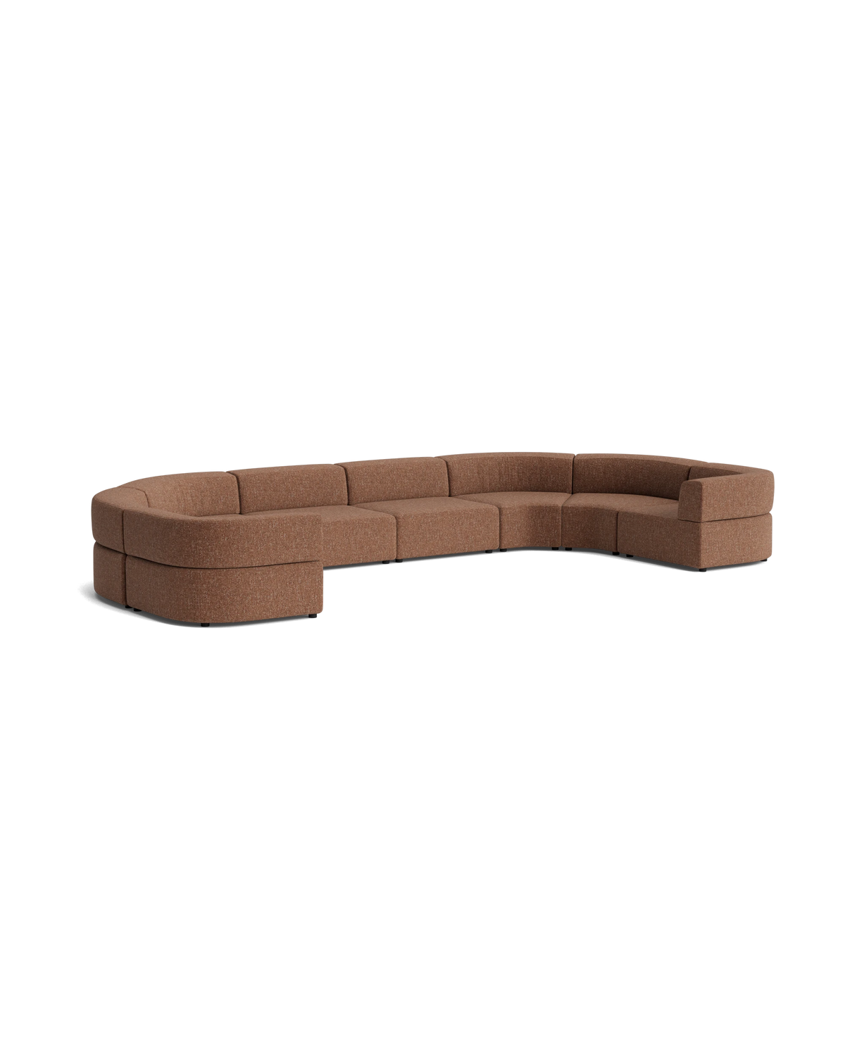 Stretch U Shape Modular Sofa - Fleck Rust