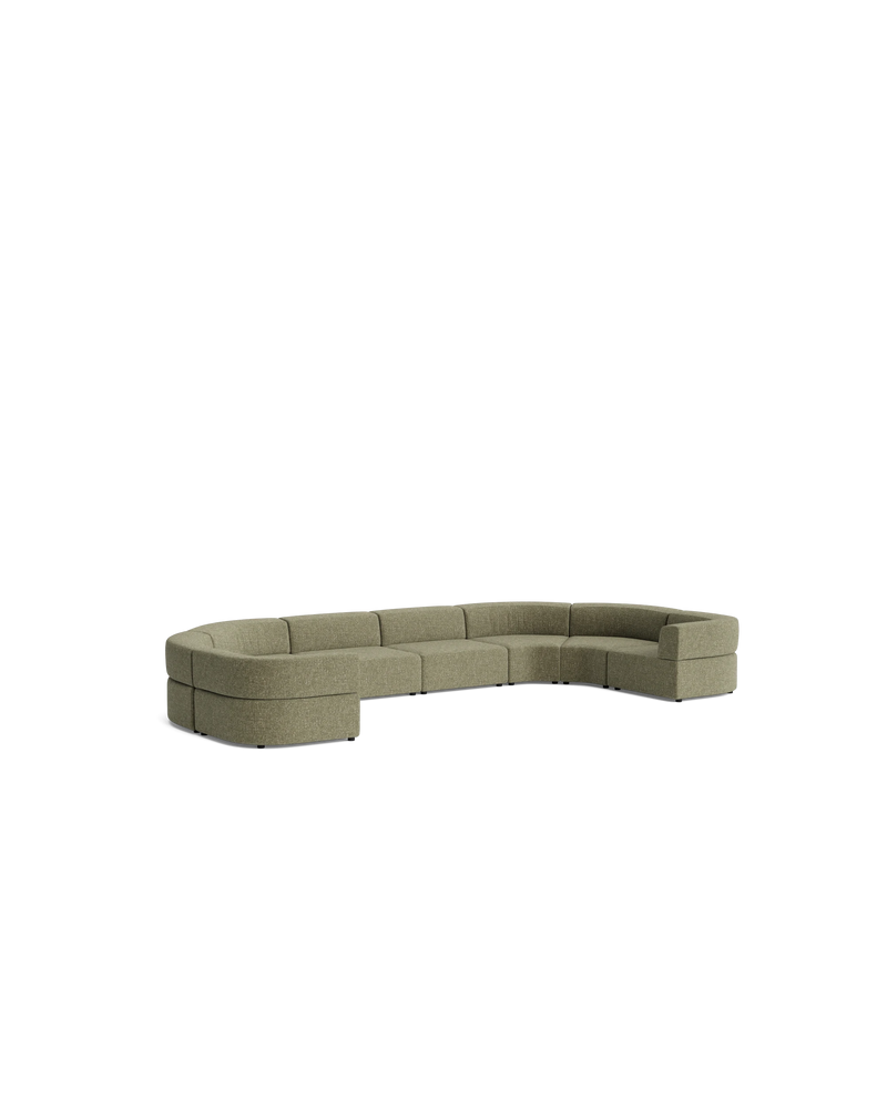 Stretch U Shape Modular Sofa - Fleck Olive