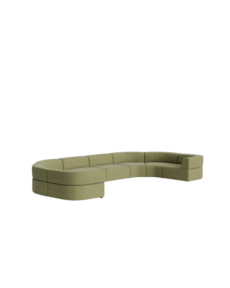 Stretch U Shape Modular Sofa - Fossil Eucalyptus