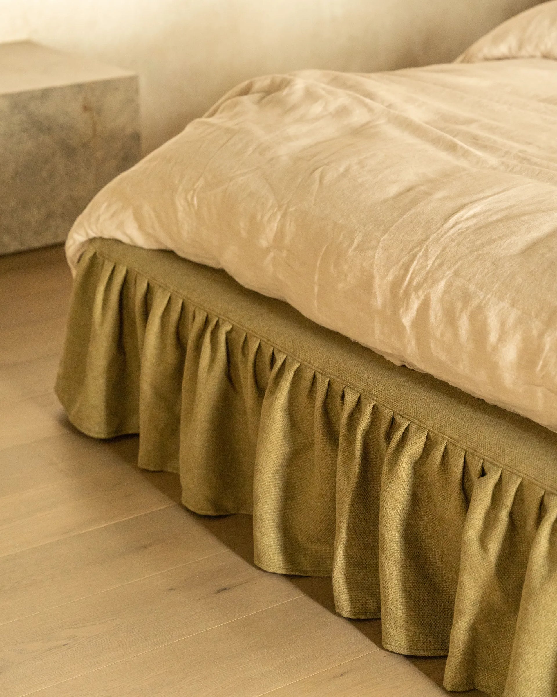 Ritual Queen Bed Skirt - Fossil Eucalyptus