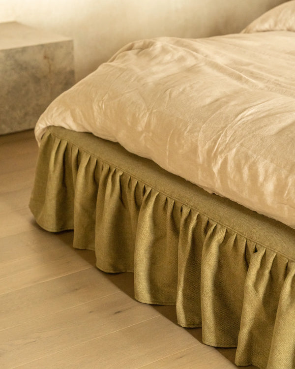 Ritual Queen Bed Skirt - Fossil Eucalyptus