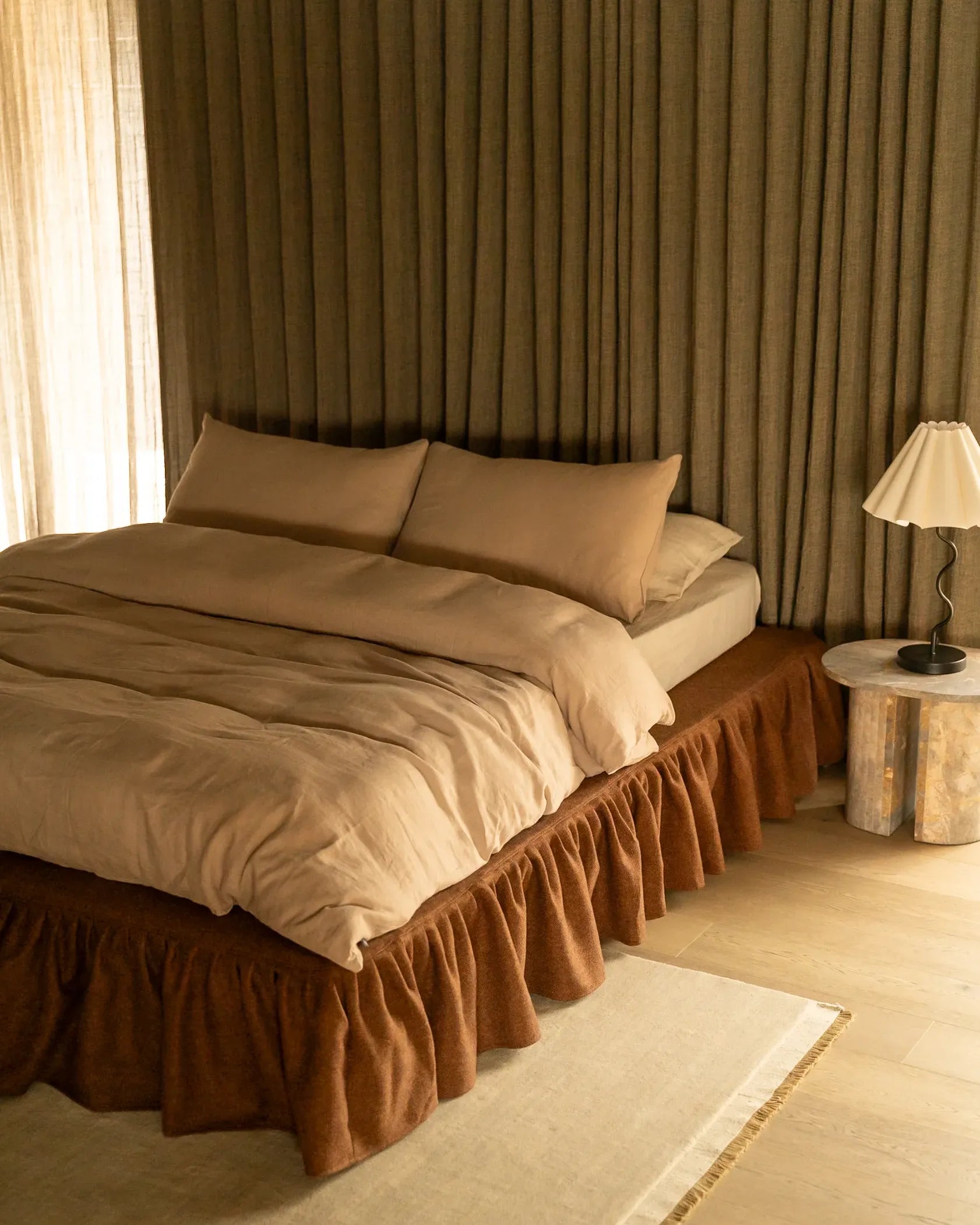 Ritual Queen Bed Skirt - Fossil Chocolate
