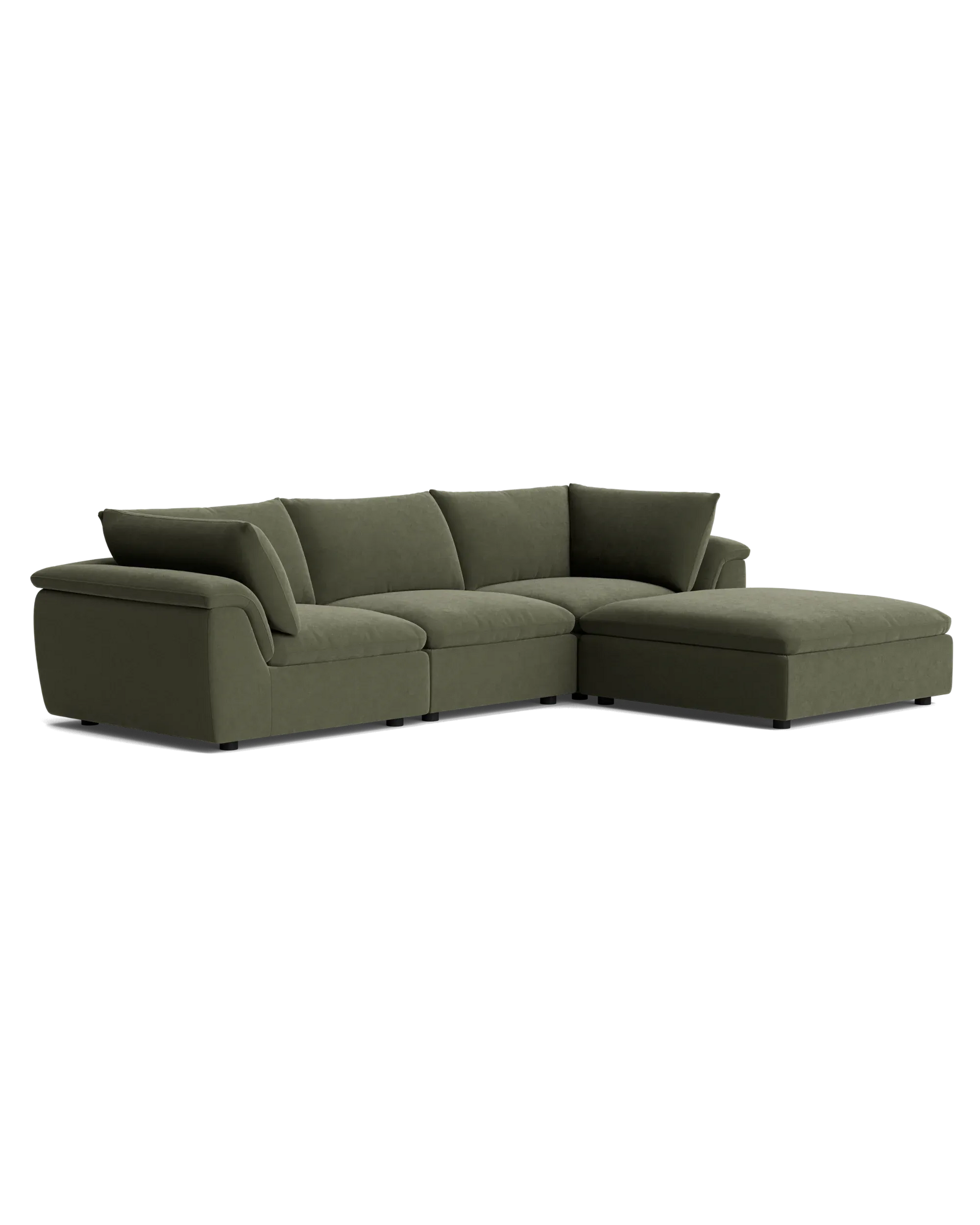 Melt 4 Seater Chaise Sofa - Eden Leaf