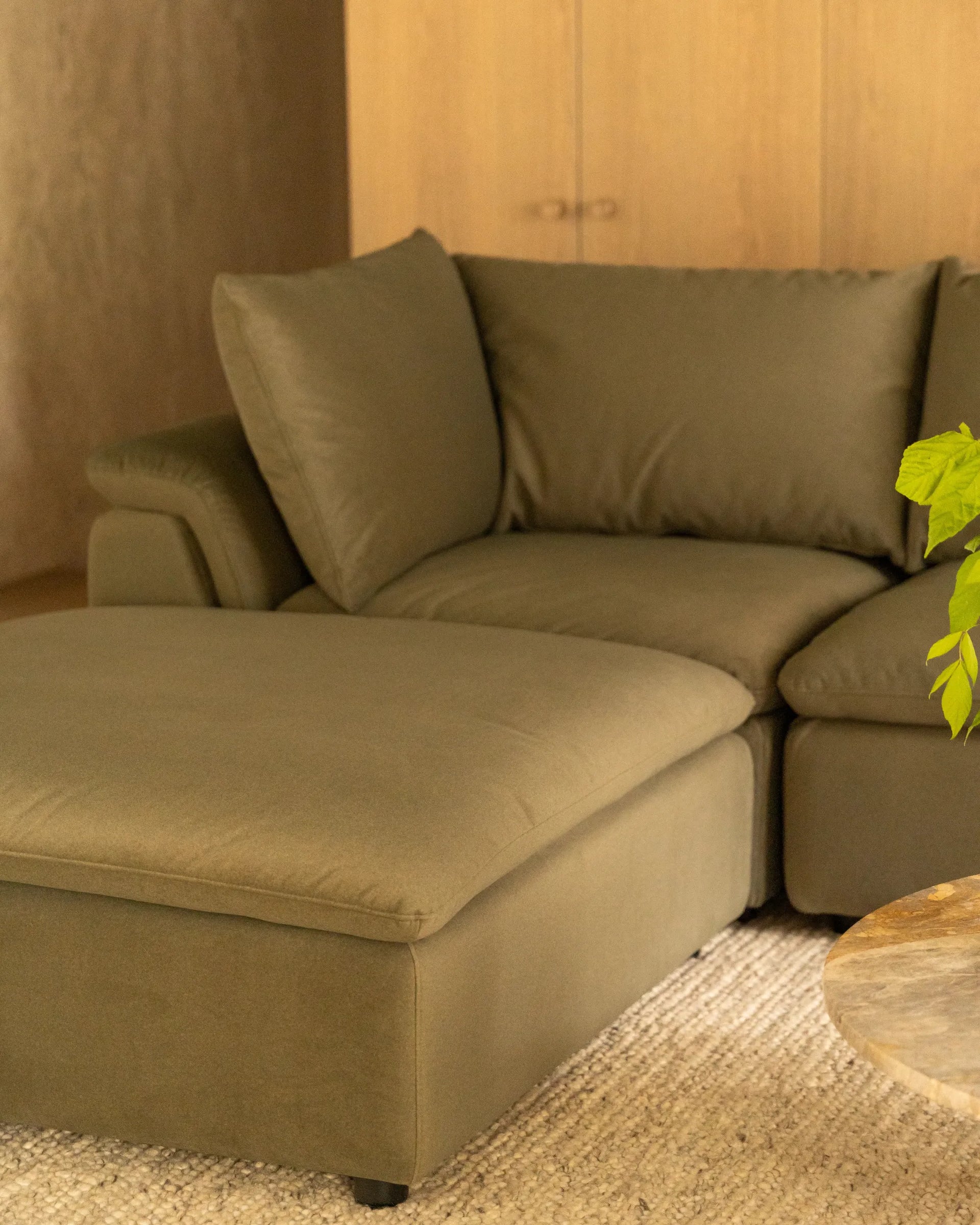 Melt 4 Seater Chaise Sofa - Eden Leaf