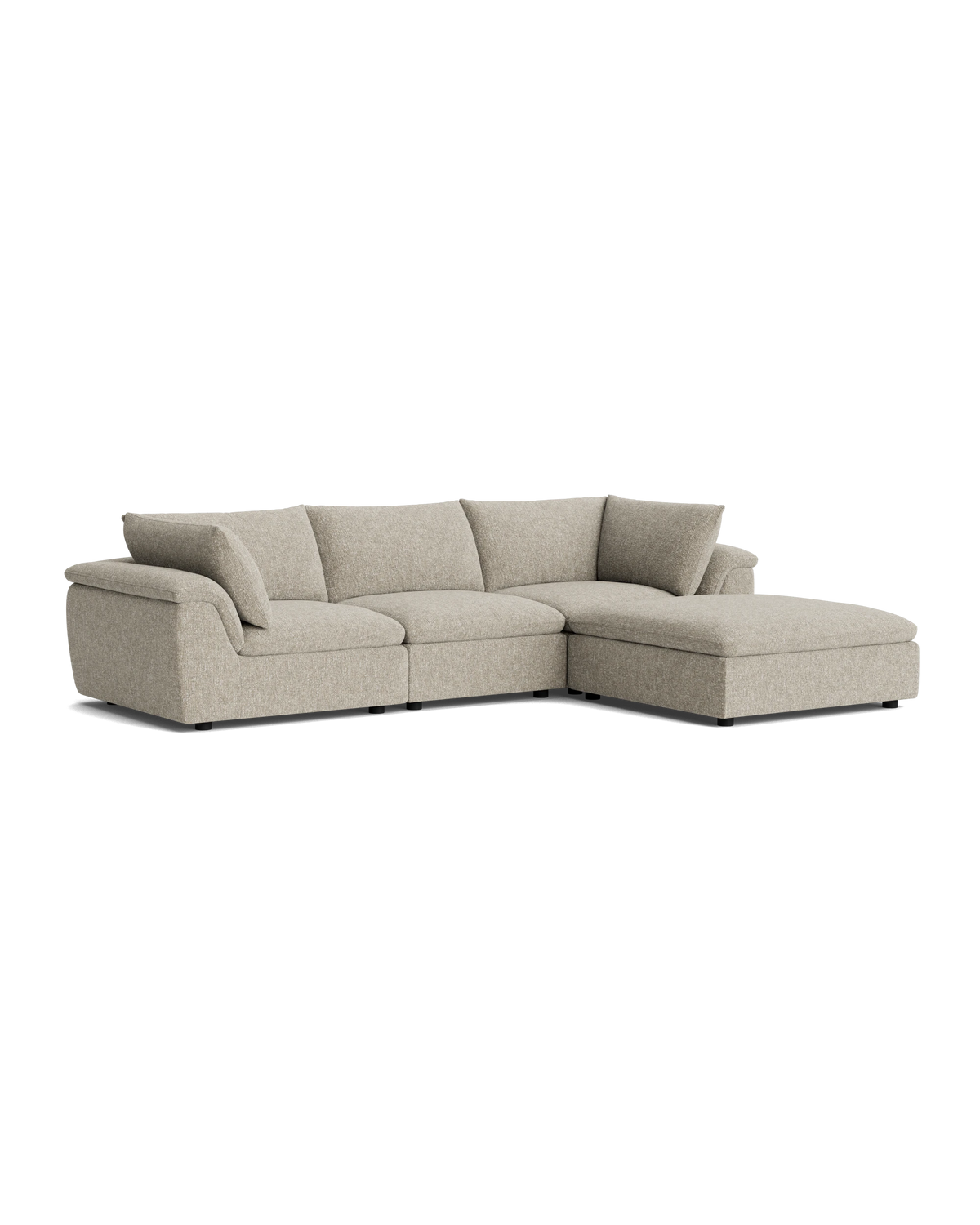 Melt 4 Seater Chaise Sofa - Fleck Smoke