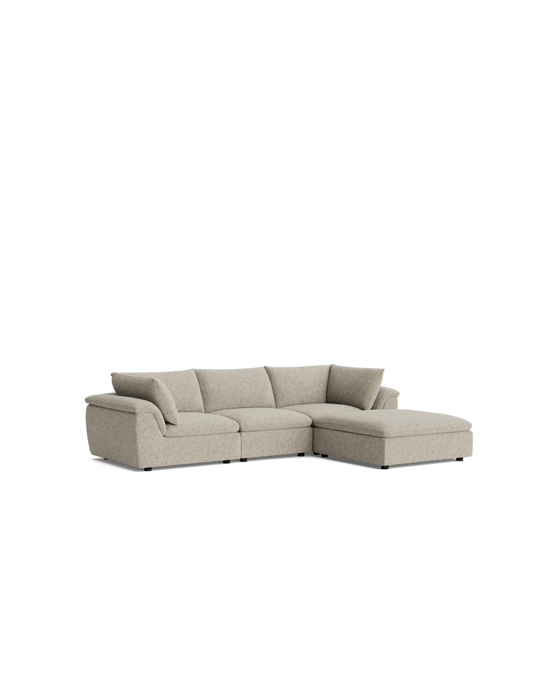 Melt 4 Seater Chaise Sofa - Fleck Smoke
