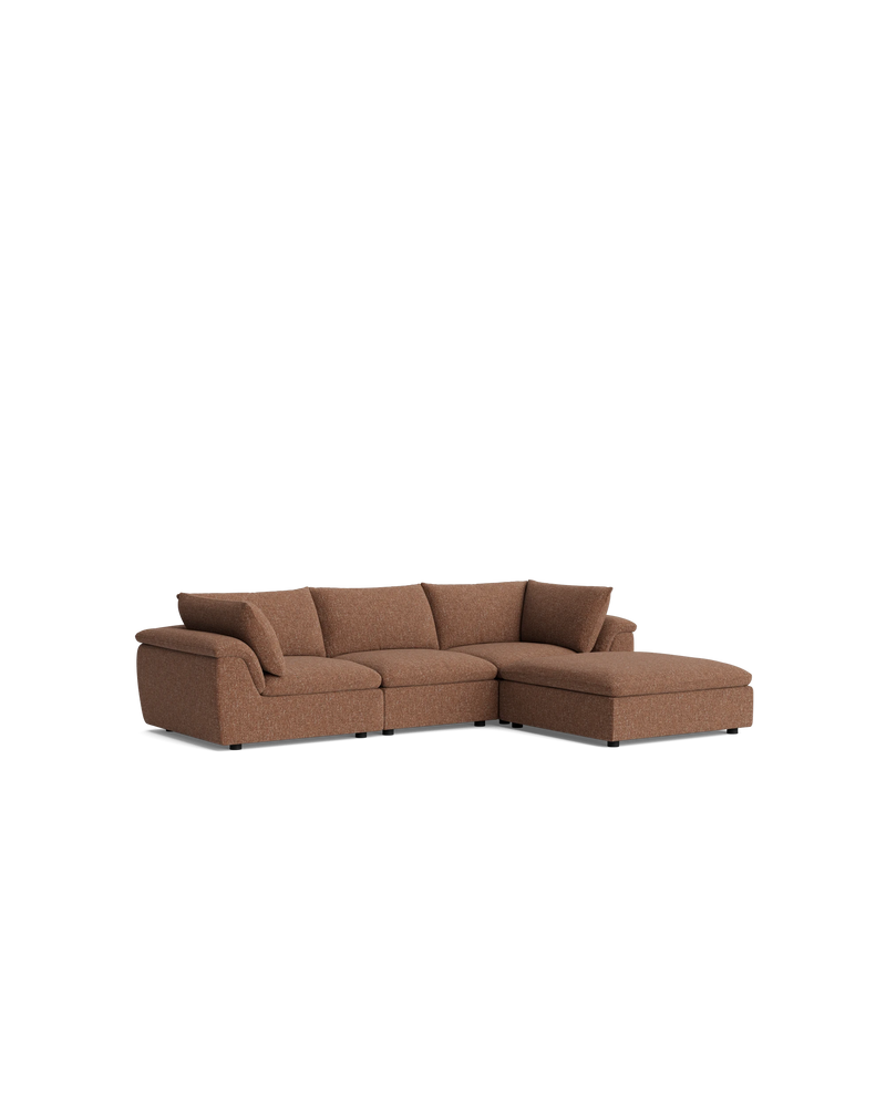 Melt 4 Seater Chaise Sofa - Fleck Rust