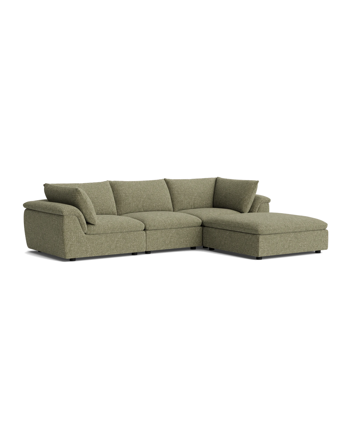 Melt 4 Seater Chaise Sofa - Fleck Olive