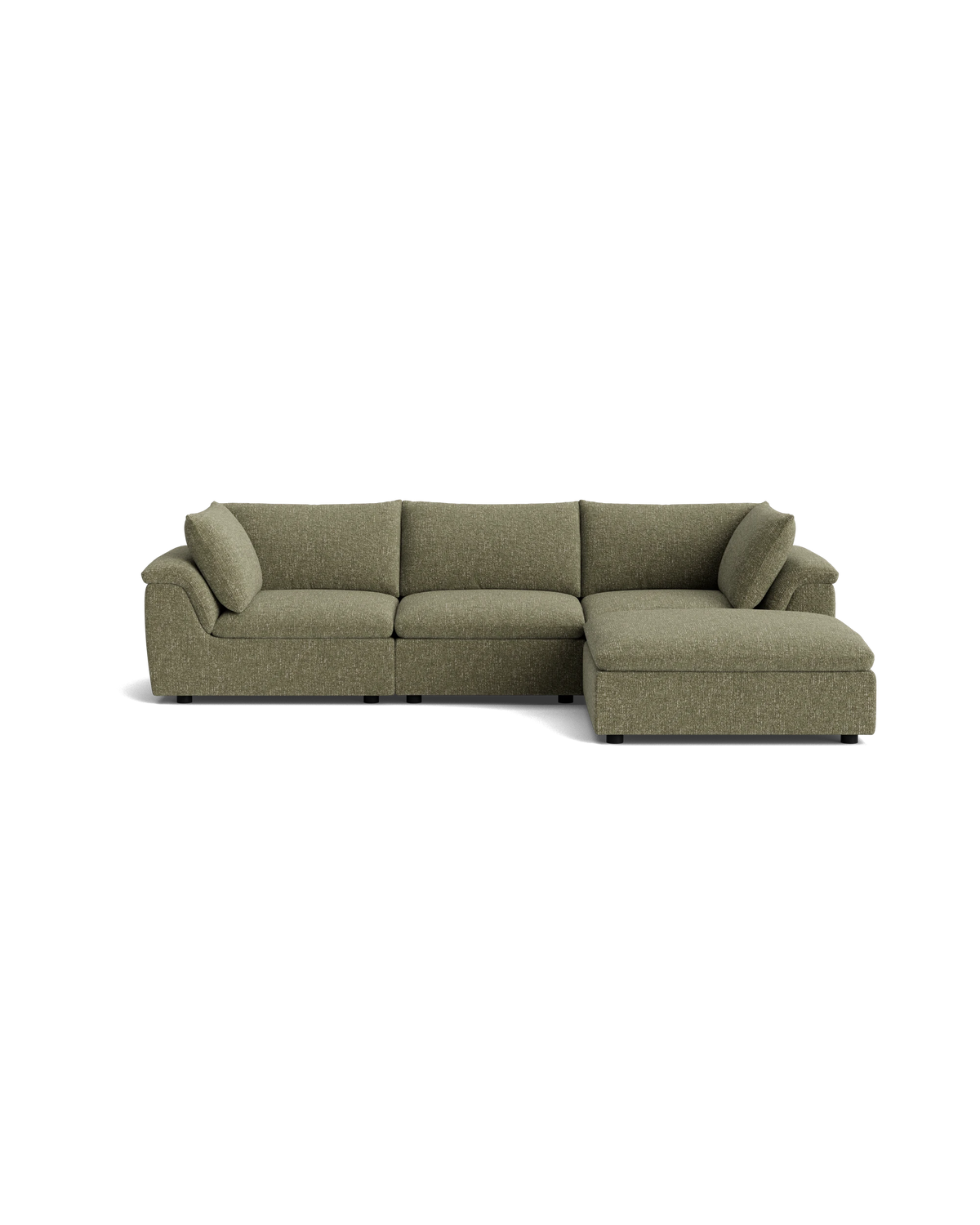 Melt 4 Seater Chaise Sofa - Fleck Olive