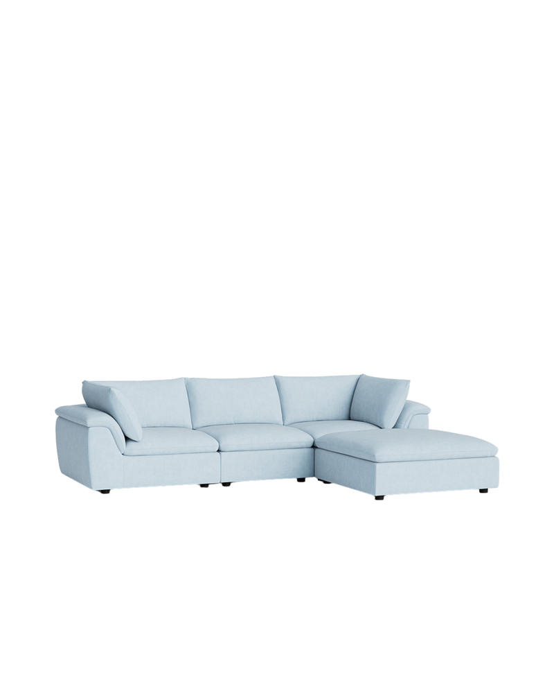Melt 4 Seater Chaise Sofa - Fossil Powder Blue