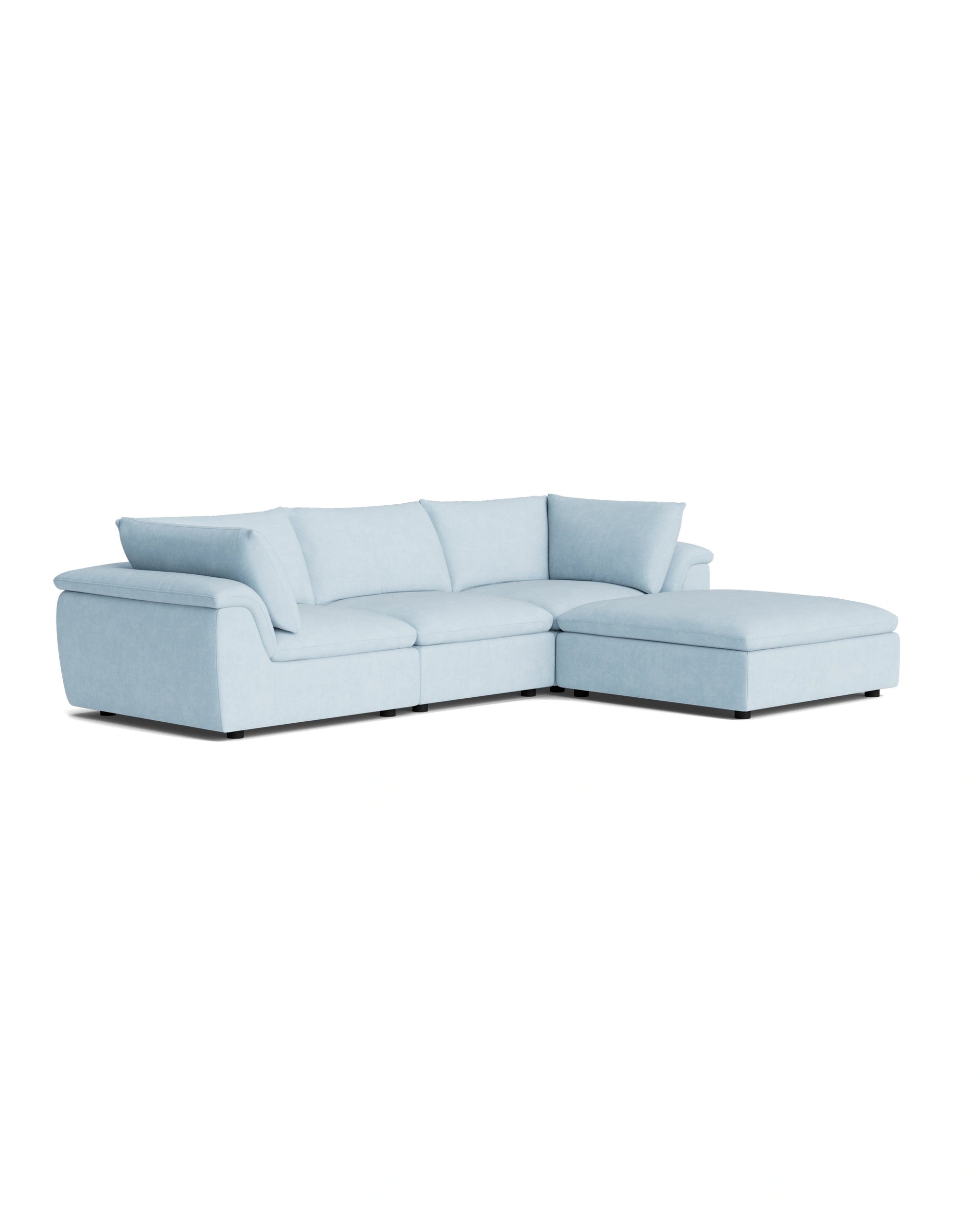 Melt 4 Seater Chaise Sofa - Fossil Powder Blue