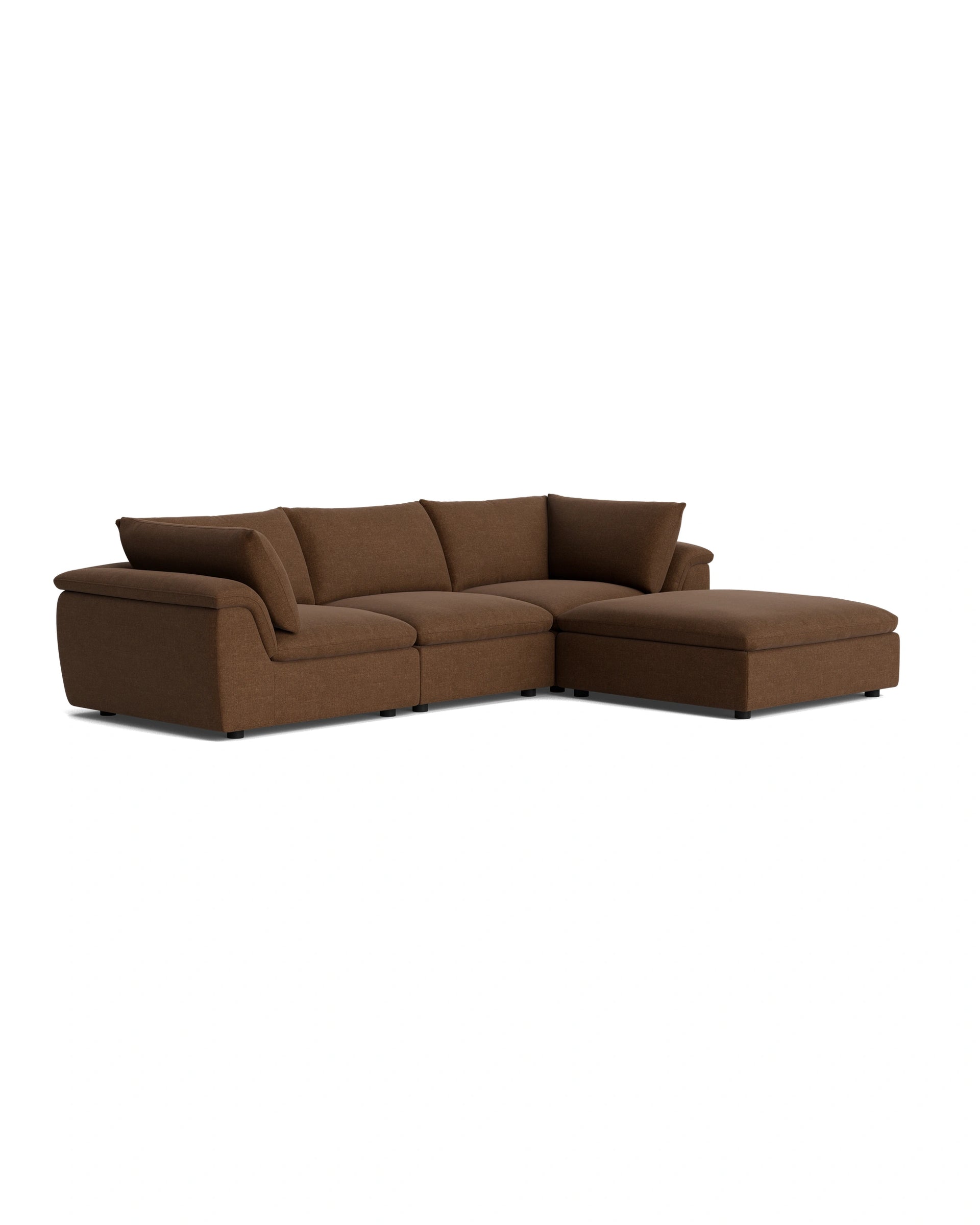 Melt 4 Seater Chaise Sofa - Fossil Chocolate